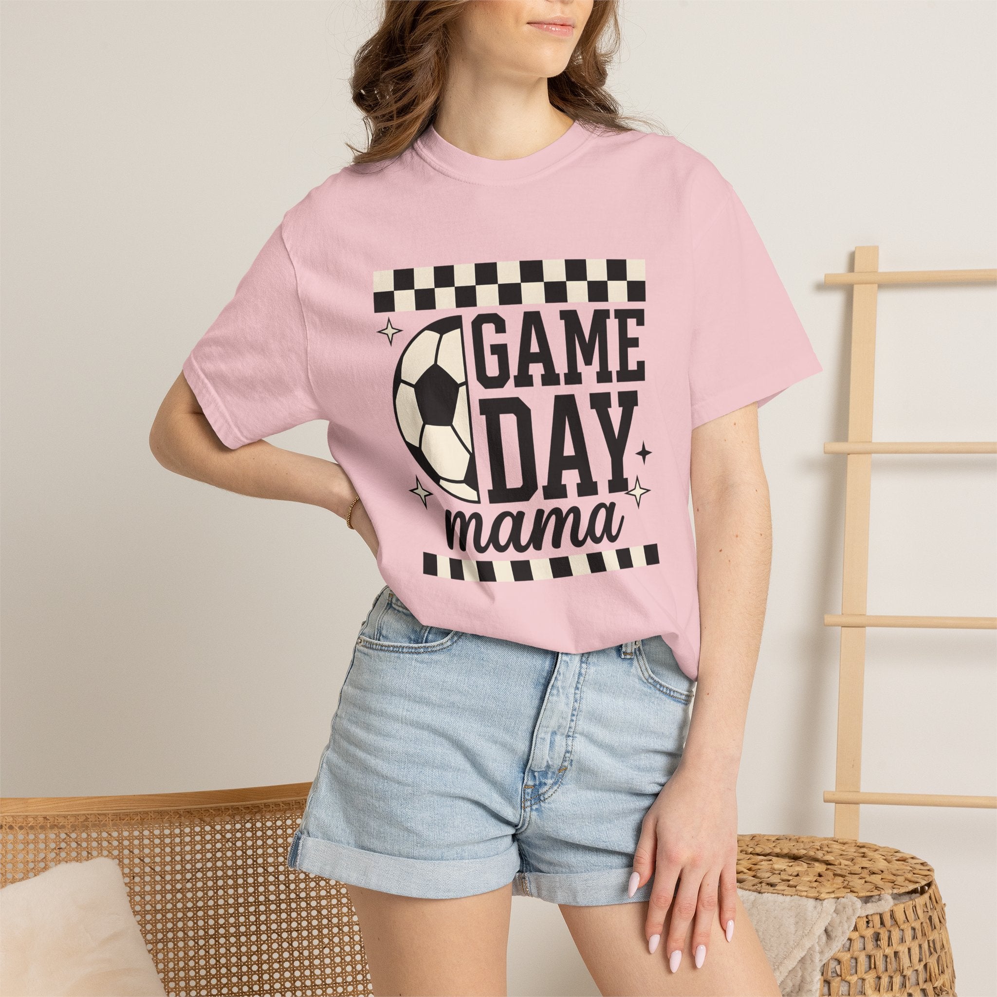 Soccer Ball Shirt Mom Sports Gift Women Bold Graphic Tee Football T-Shirt Soccer Mom Fan Graphic Tshirt Athlete Graphic Retro Checkerboard