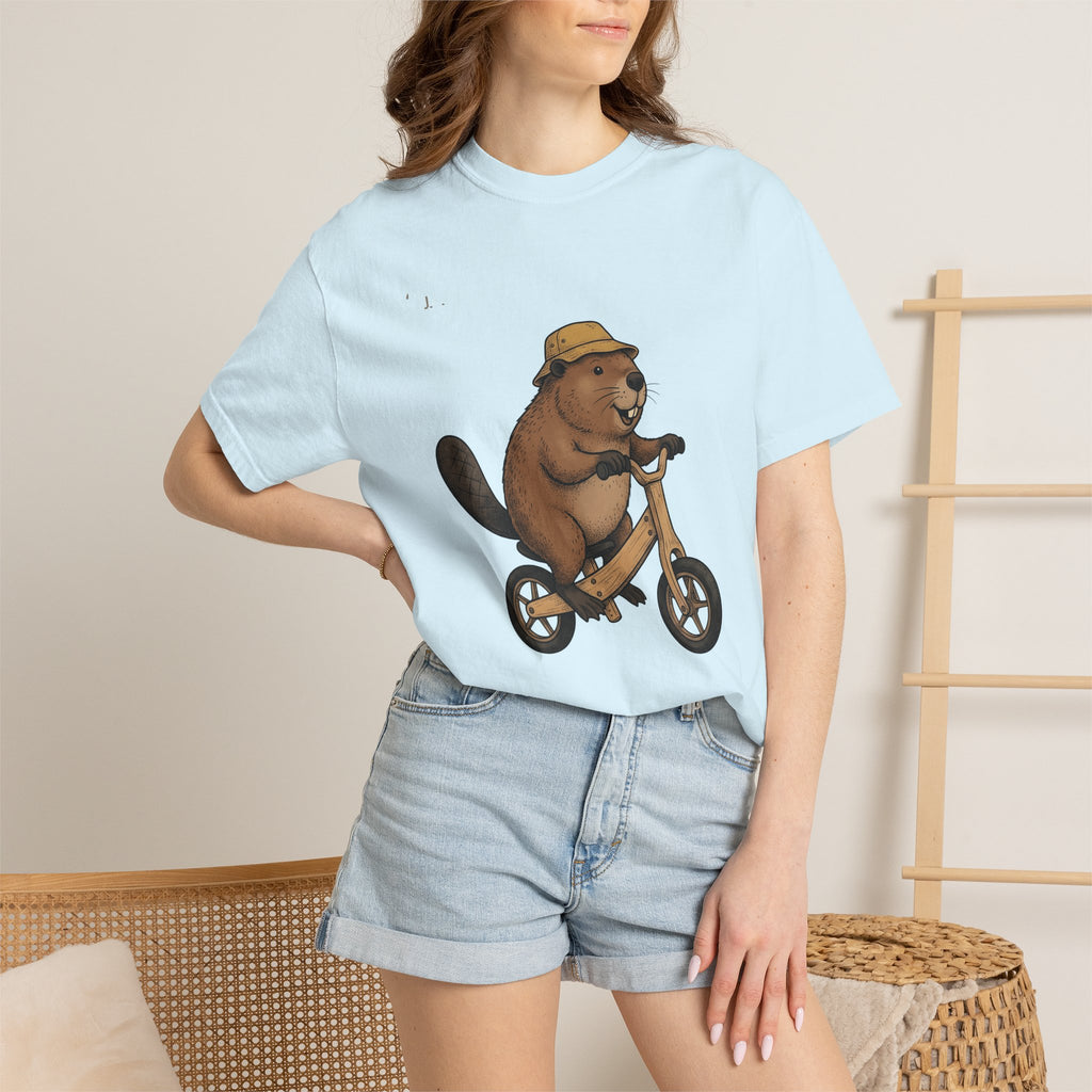 Beaver Bicycle Shirt Teachers Wildlife Gift Women Adorable Tee Dam T-Shirt Educator Enthusiast Cute Tshirt Animal Graphic Sketch Cap Tshirt