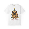 Pug Puppy Shirt Christmas Pet Gift Women Comic Tee Puppy T-Shirt Xmas Fan Cartoon Tshirt Animal Graphic Sketch Holiday Lights Tshirt