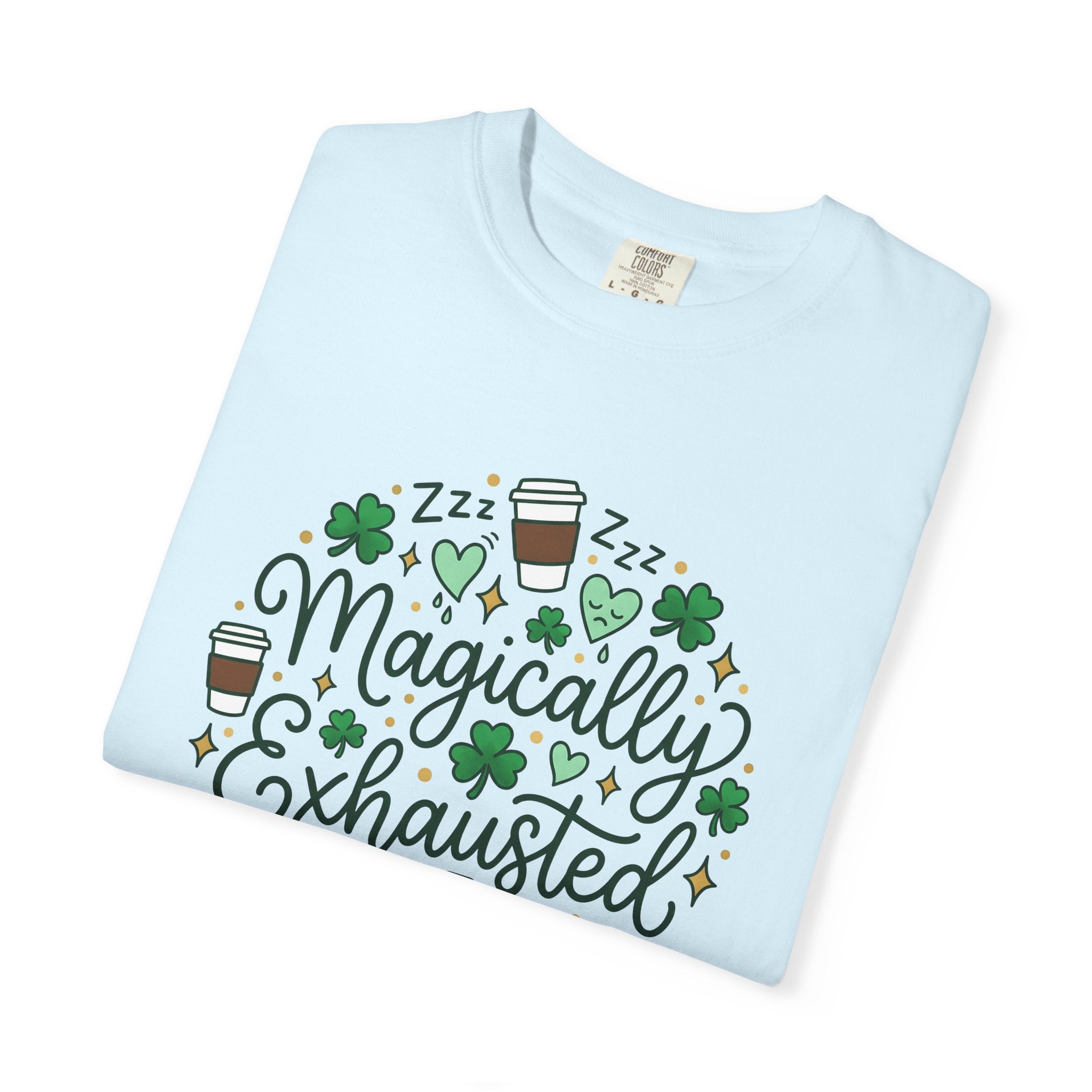 Shamrock Coffee Cup Shirt St Patrick's Day Coffee Gift Women Doodle Tee Coffee Mug T-Shirt Irish Fan Coffee Cup Graphic Tshirt Hand Drawn