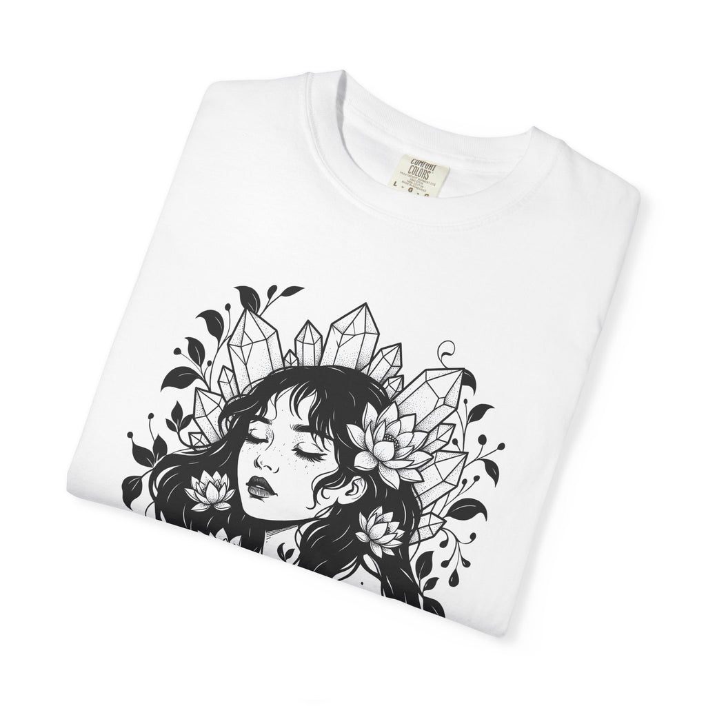 Enchanted Lady Shirt Boho Chic Energy Gift Women Body Art Tee Mystic T-Shirt Bohemian Enthusiast Tattoo Tshirt Vibrational Graphic Line Art