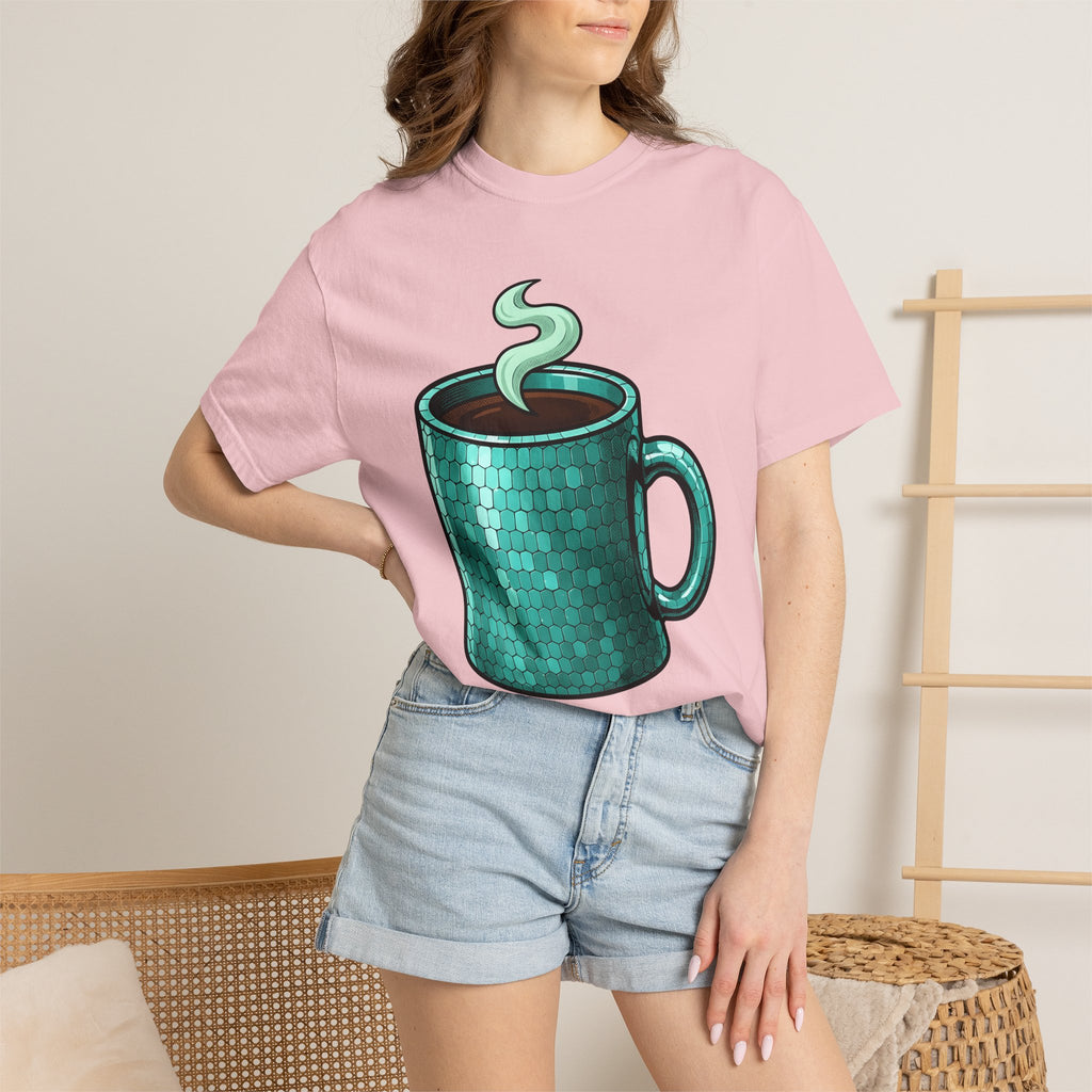 Coffee Mug Shirt Coffee Work Gift Women Cartoon Tee Mug T-Shirt Coffee Fan Cartoony Tshirt Office Graphic Retro Honeycomb Tshirt