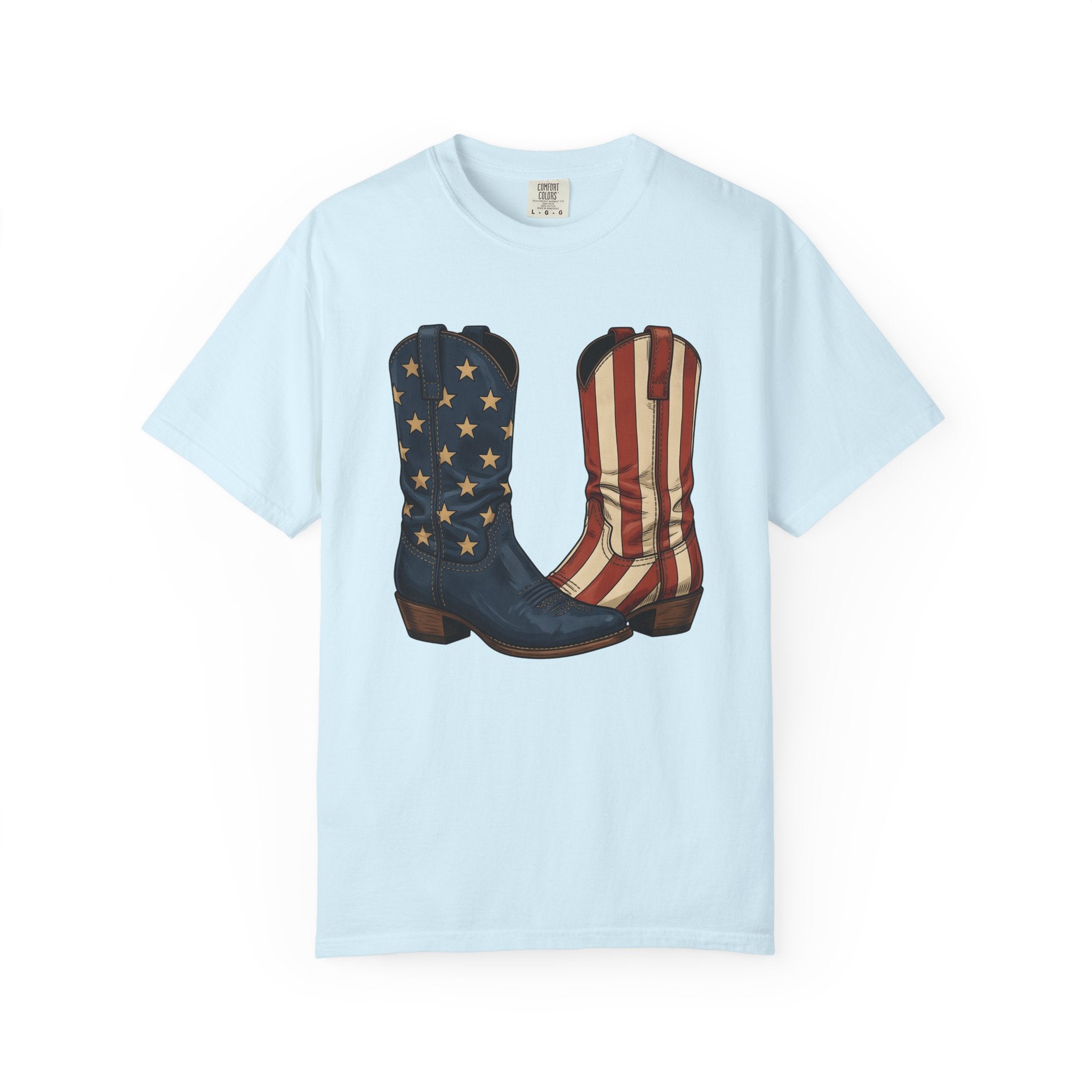 Cowboy Boots Shirt America Rodeo Gift Women Americana Tee Boots T-Shirt American Fan Country Tshirt Rodeo Graphic Hand Drawn Stars Tshirt