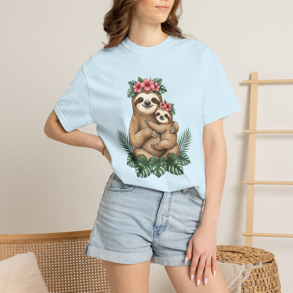 Sloth Clan Shirt Animals & Flowers Rainforest Gift Women Playful Tee Sloth T-Shirt Wildlife Fan Funny Tshirt Jungle Graphic Pigment Exotic