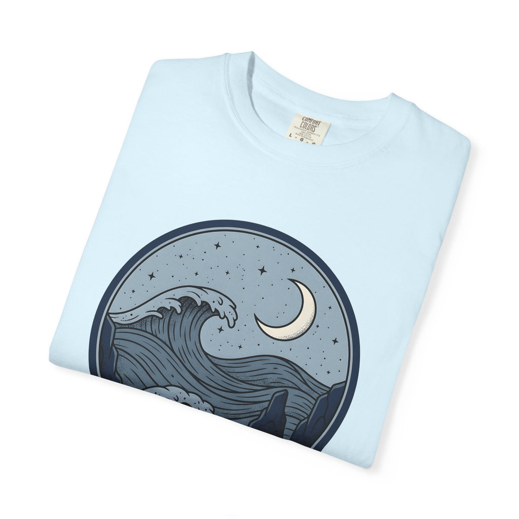 Coastal Waves Shirt Ocean Space Gift Women Rustic Tee Surf T-Shirt Sea Fan Vintage Tshirt Galaxy Graphic Traditional Moon Phase Tshirt