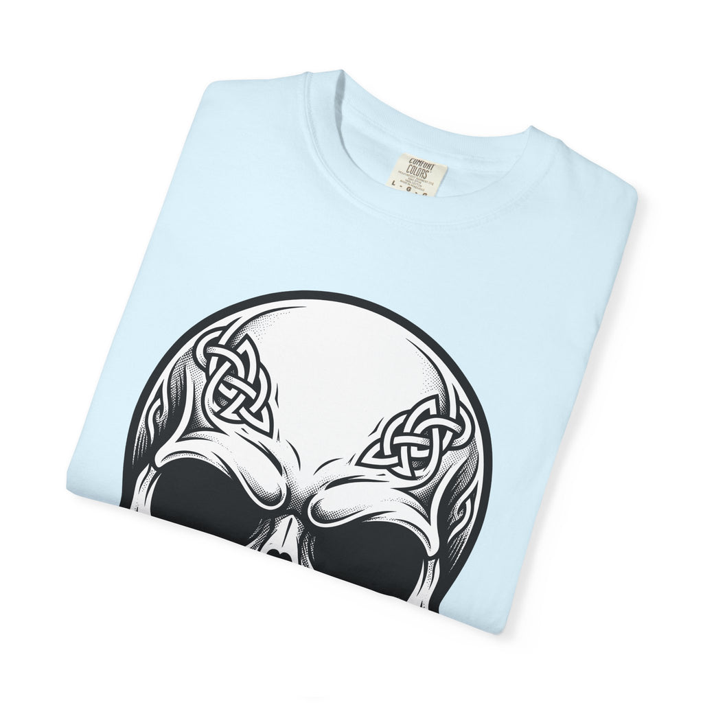 Celtic Skull Shirt St Patrick's Day Fantasy Gift Women Neo Traditional Tee Skull T-Shirt Irish Fan Tribal Tshirt Mythical Graphic Line Art
