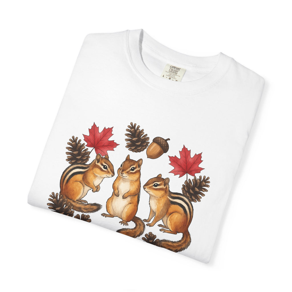 Chipmunk Trio Shirt Animals Nature Gift Women Cartoon Tee Squirrels T-Shirt Wildlife Fan Cartoonish Tshirt Environmental Graphic Oil Paint