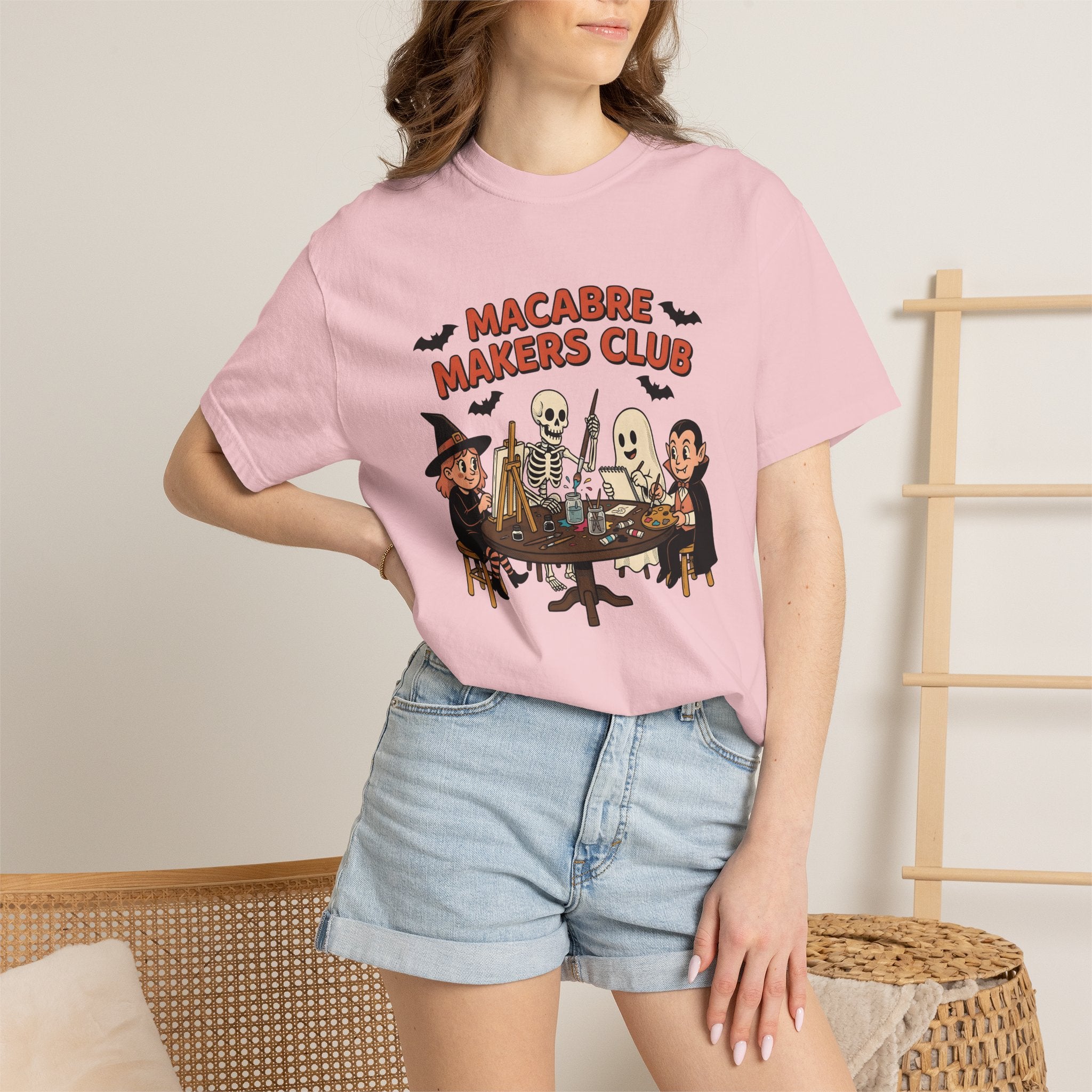 Halloween Figures Shirt Halloween Drawing Gift Women Doodle Tee Spooky T-Shirt Horror Fan Creepy Tshirt Illustration Sketch Graphic Sketch