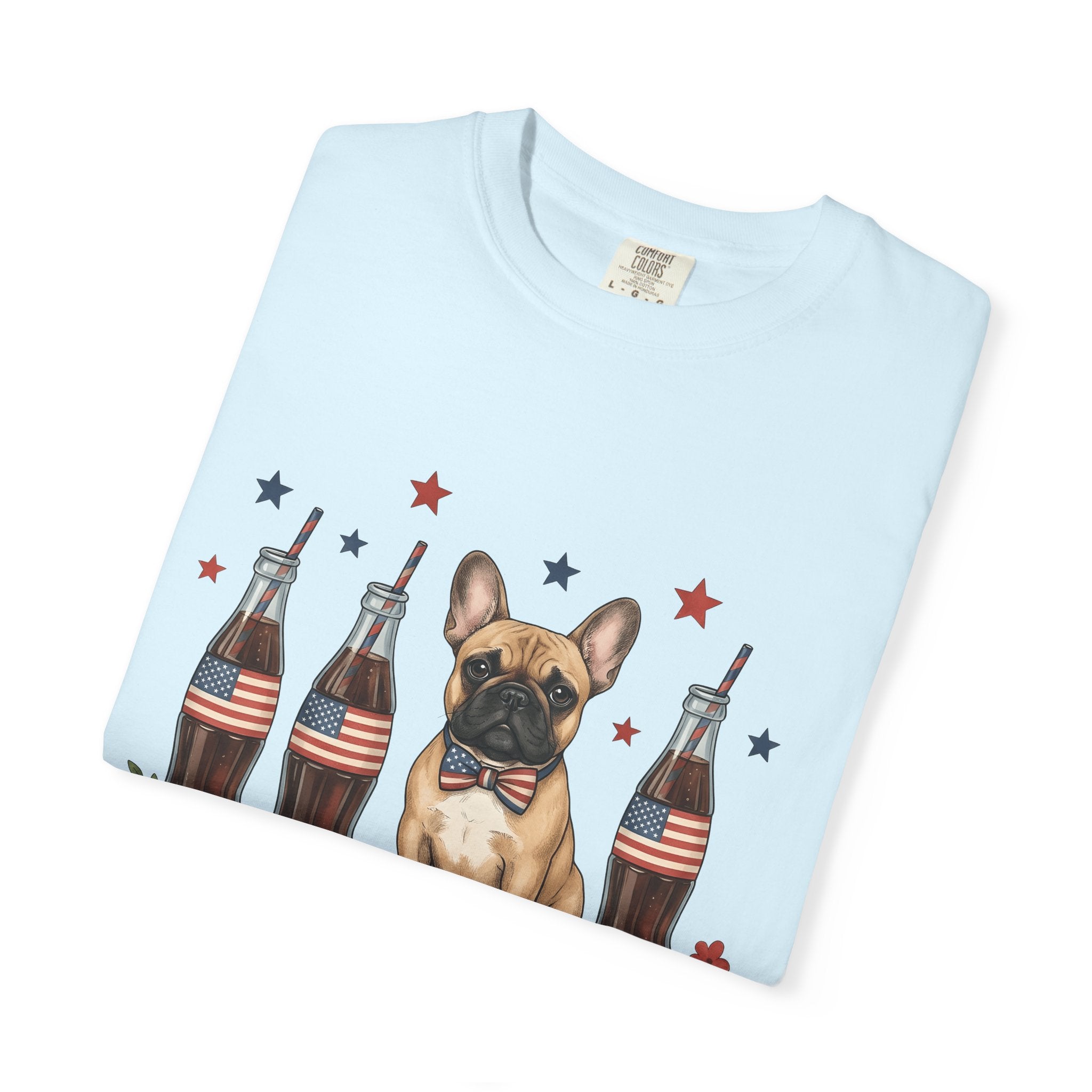 French Bulldog Shirt Dog Usa Gift Women Cartoon Tee Bulldog T-Shirt Dog Fan Toon Tshirt American Graphic Hand Drawn Soda Bottles Tshirt