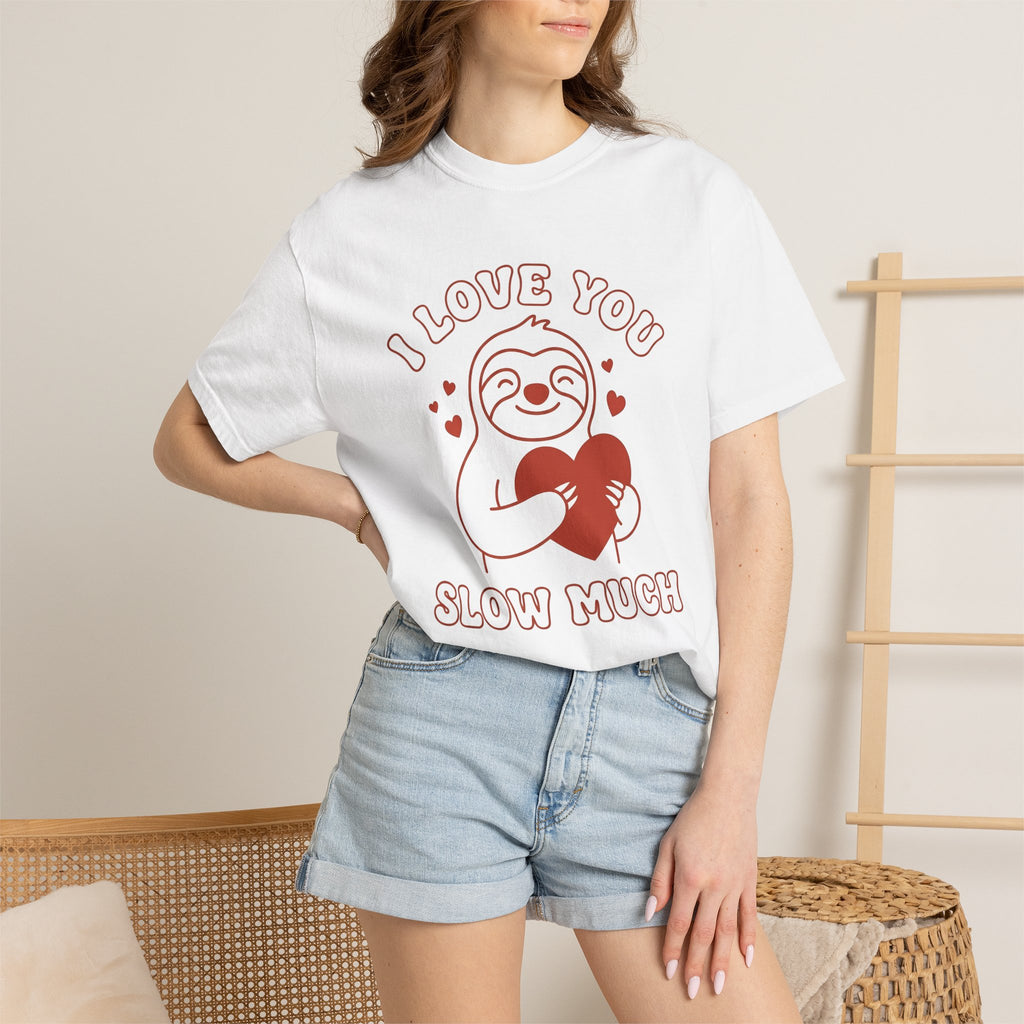 Sloth Heart Shirt St. Valentine's Day Animal Gift Women Cute Tee Heart T-Shirt Valentine Fan Adorable Tshirt Creature Graphic Minimalist
