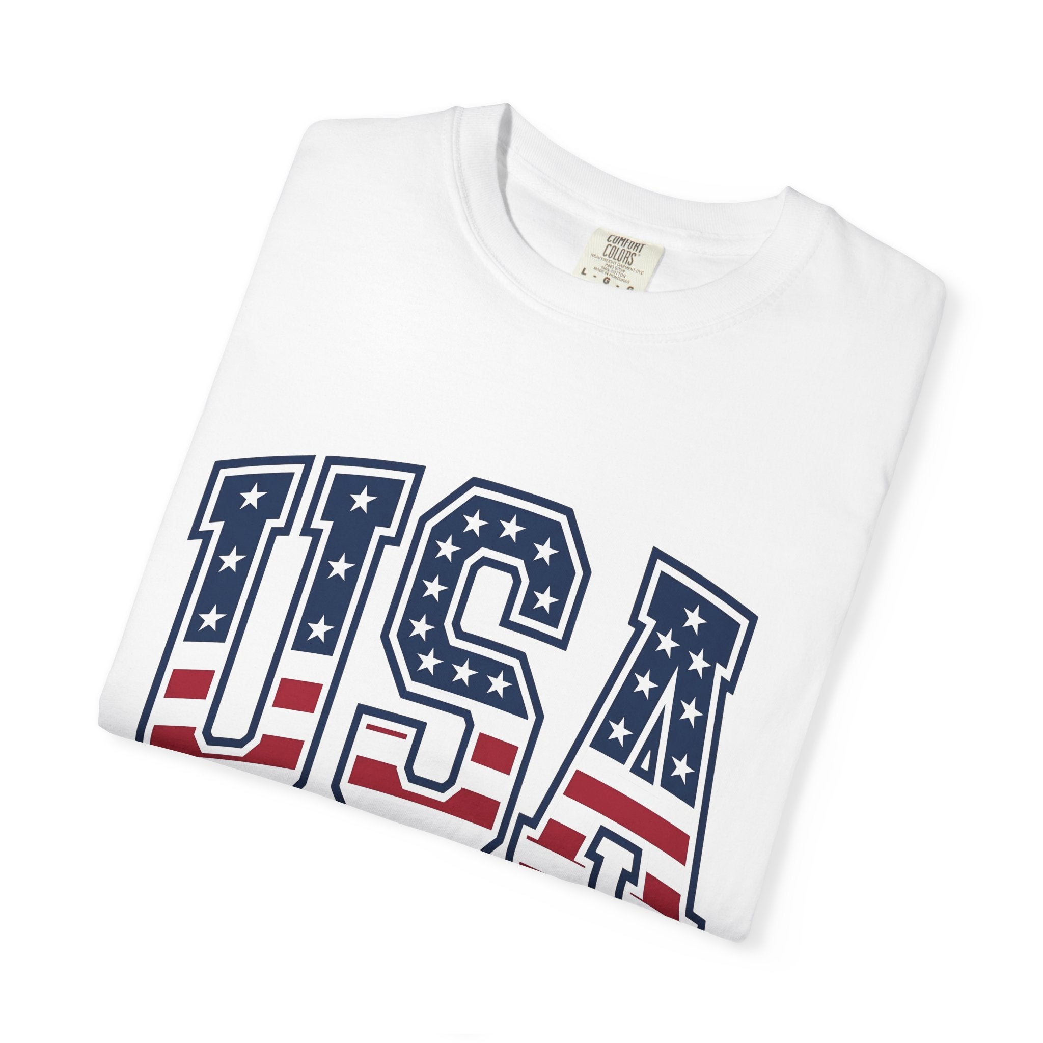 Usa Flag Letters Shirt 4th Of July Patriotic Gift Women Bold Tee American Flag T-Shirt Independence Day Enthusiast Typography Tshirt