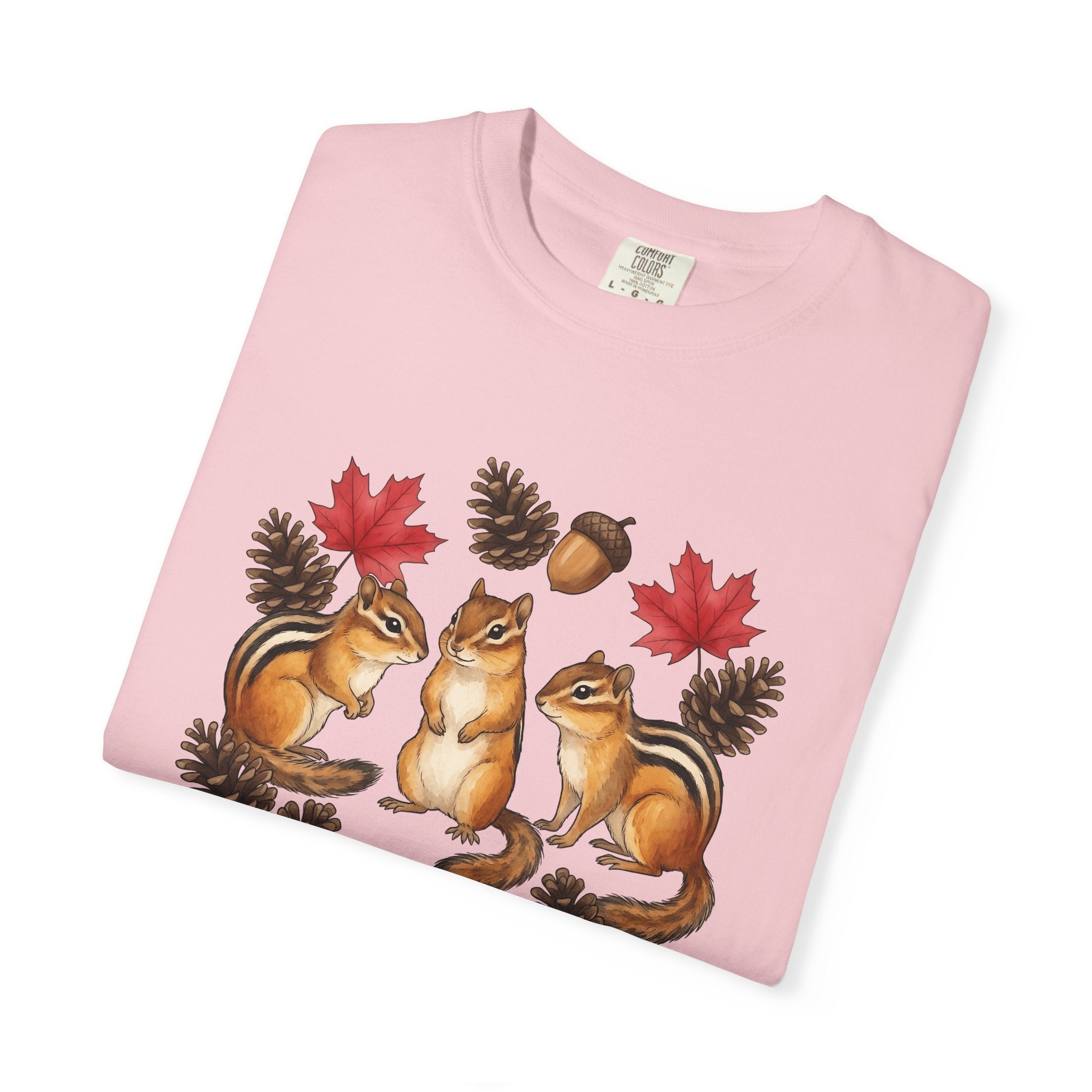 Chipmunk Trio Shirt Animals Nature Gift Women Cartoon Tee Squirrels T-Shirt Wildlife Fan Cartoonish Tshirt Environmental Graphic Oil Paint
