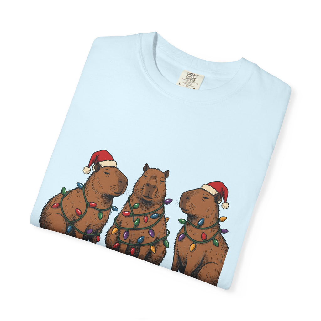 Capybara Set Shirt Christmas Pets Gift Women Hand Drawn Tee Rodent T-Shirt Xmas Fan Illustrated Tshirt Animal Graphic Sketch Fairy Lights