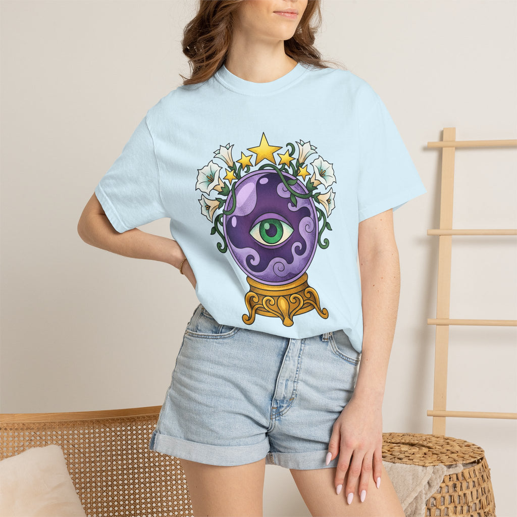 Fortune Globe Shirt Occult Spells Gift Women Magical Tee Crystal Ball T-Shirt Mystic Enthusiast Mystical Tshirt Magic Graphic Retro Sparkle