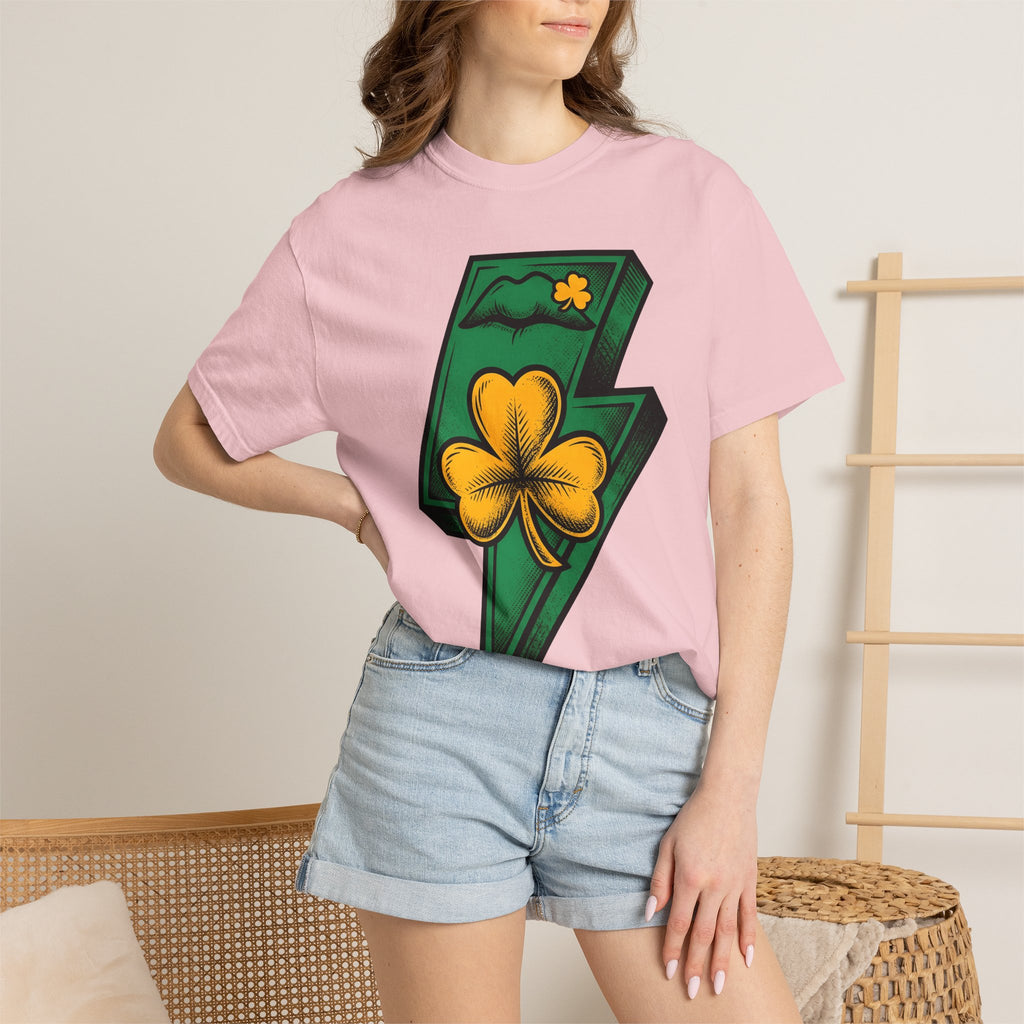 Shamrock Lightning Bolt Shirt St Patrick's Day Holiday Gift Women Bold Graphic Tee Shamrock T-Shirt Patrick Fan Graphic Design Illustration