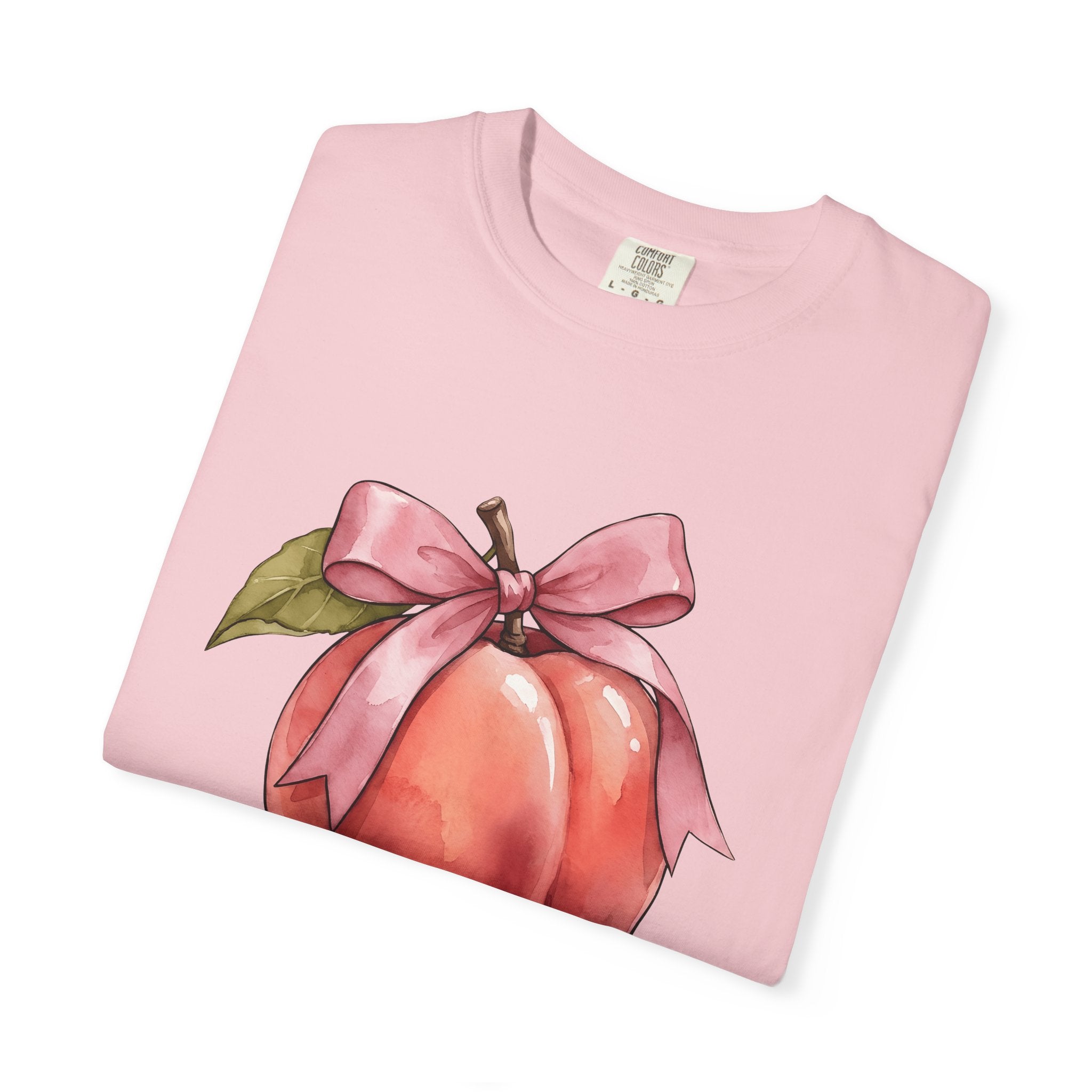Peach Bow Shirt Cute Harvest Gift Women Ink Tee Bow T-Shirt Kawaii Fan Tattoo Tshirt Autumn Graphic Pencil Foliage Tshirt