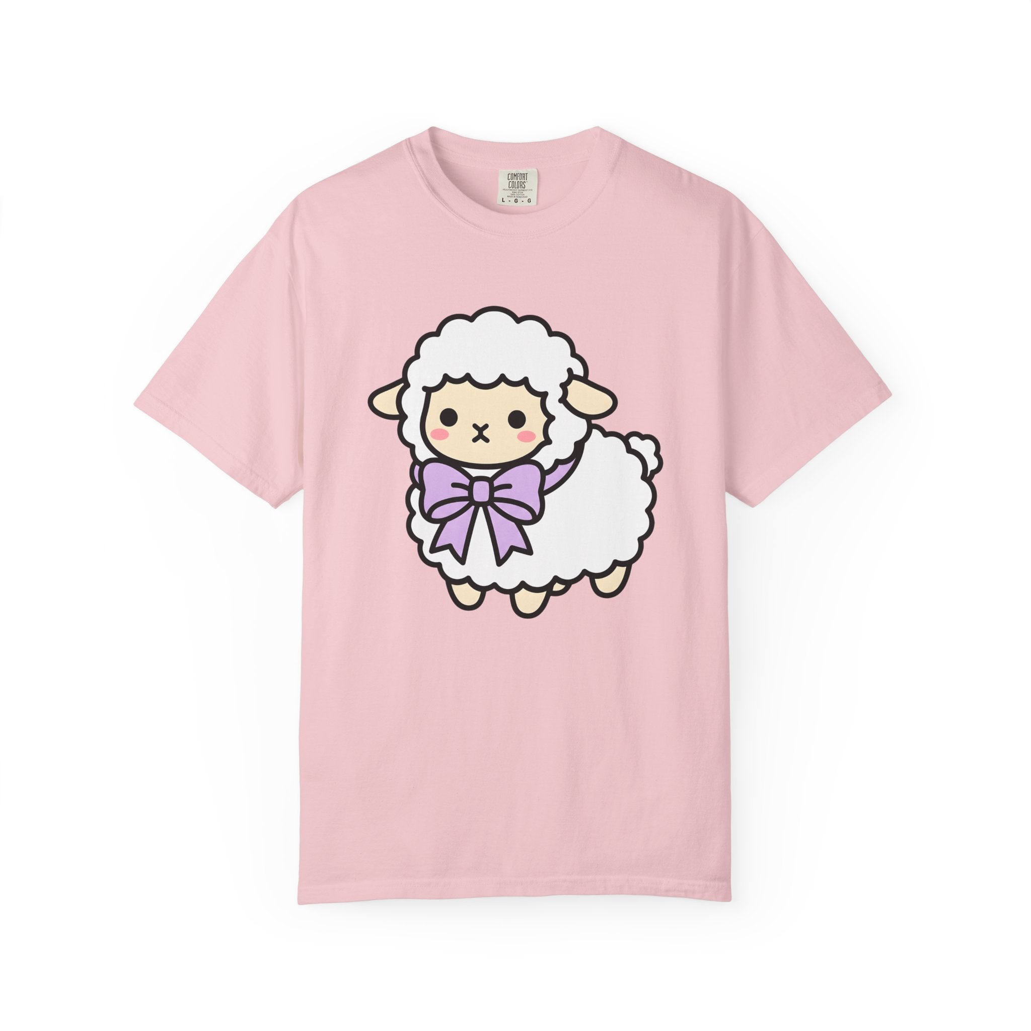 Cute Lamb Shirt Easter Creature Gift Women Adorable Tee Sheep T-Shirt Easter Fan Lamb Tshirt Beast Graphic Animated Pink Bow Tshirt
