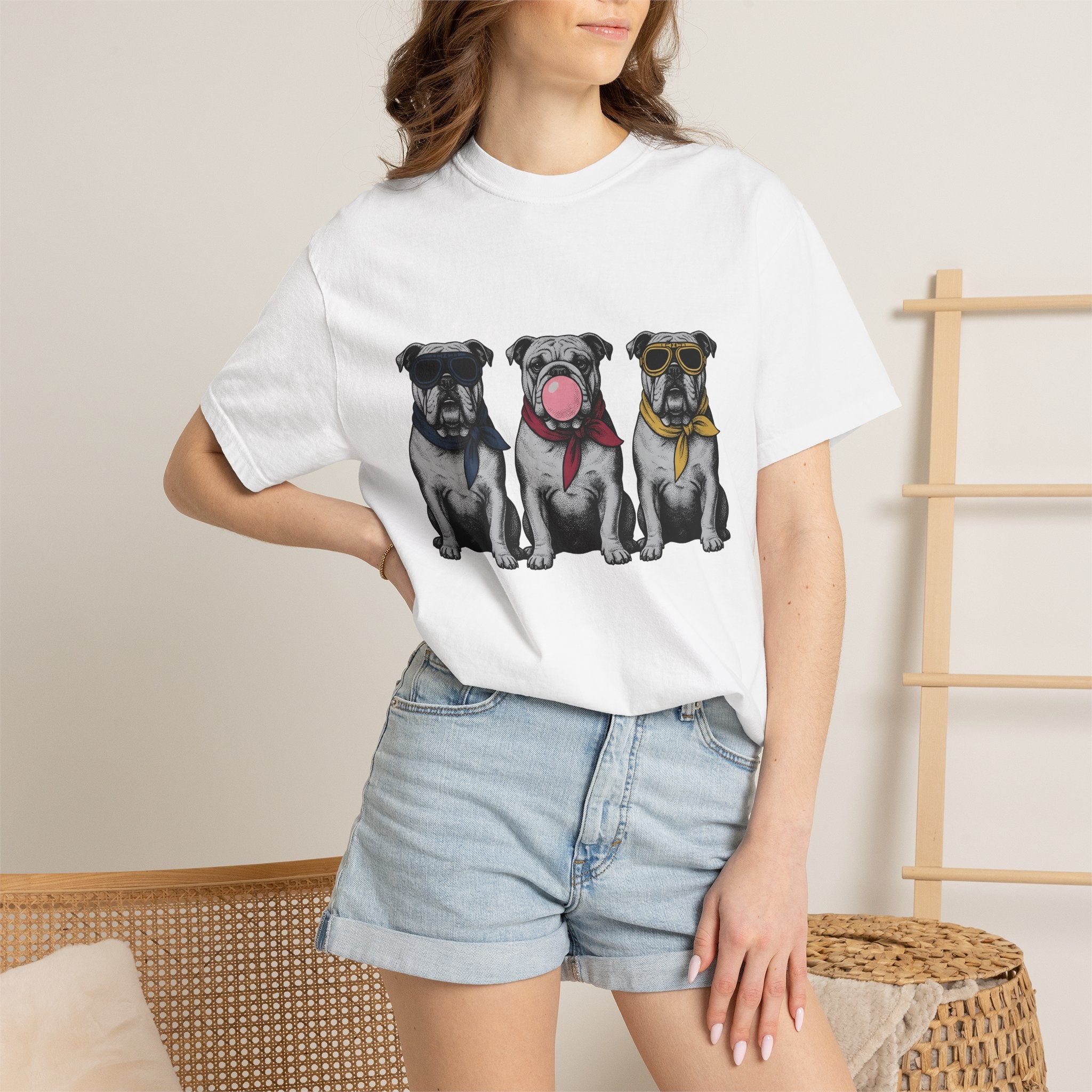 Bulldog Pack Shirt Dog Funny Gift Women Retro Tee Bulldog T-Shirt Dog Fan Bulldog Retro Tshirt Humor Graphic Sketch Shades Tshirt