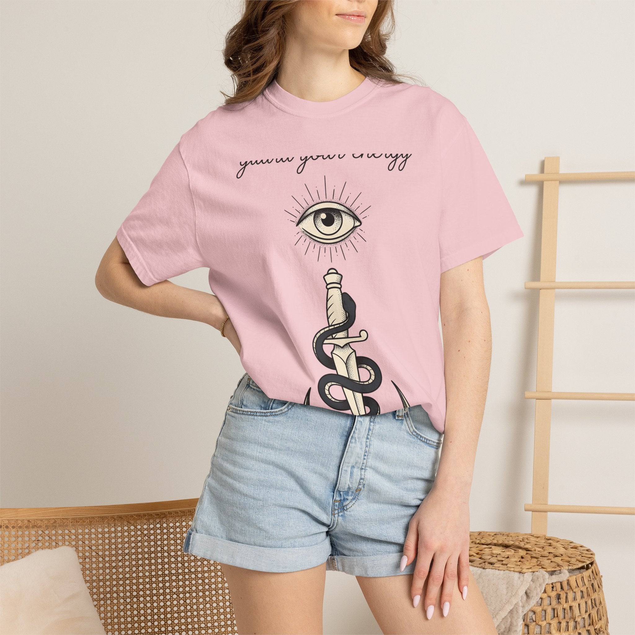 Knife Serpent Moon Shirt Boho Chic Occult Gift Women Traditional Tee Snake T-Shirt Bohemian Fan Classic Tshirt Mystical Graphic Clean