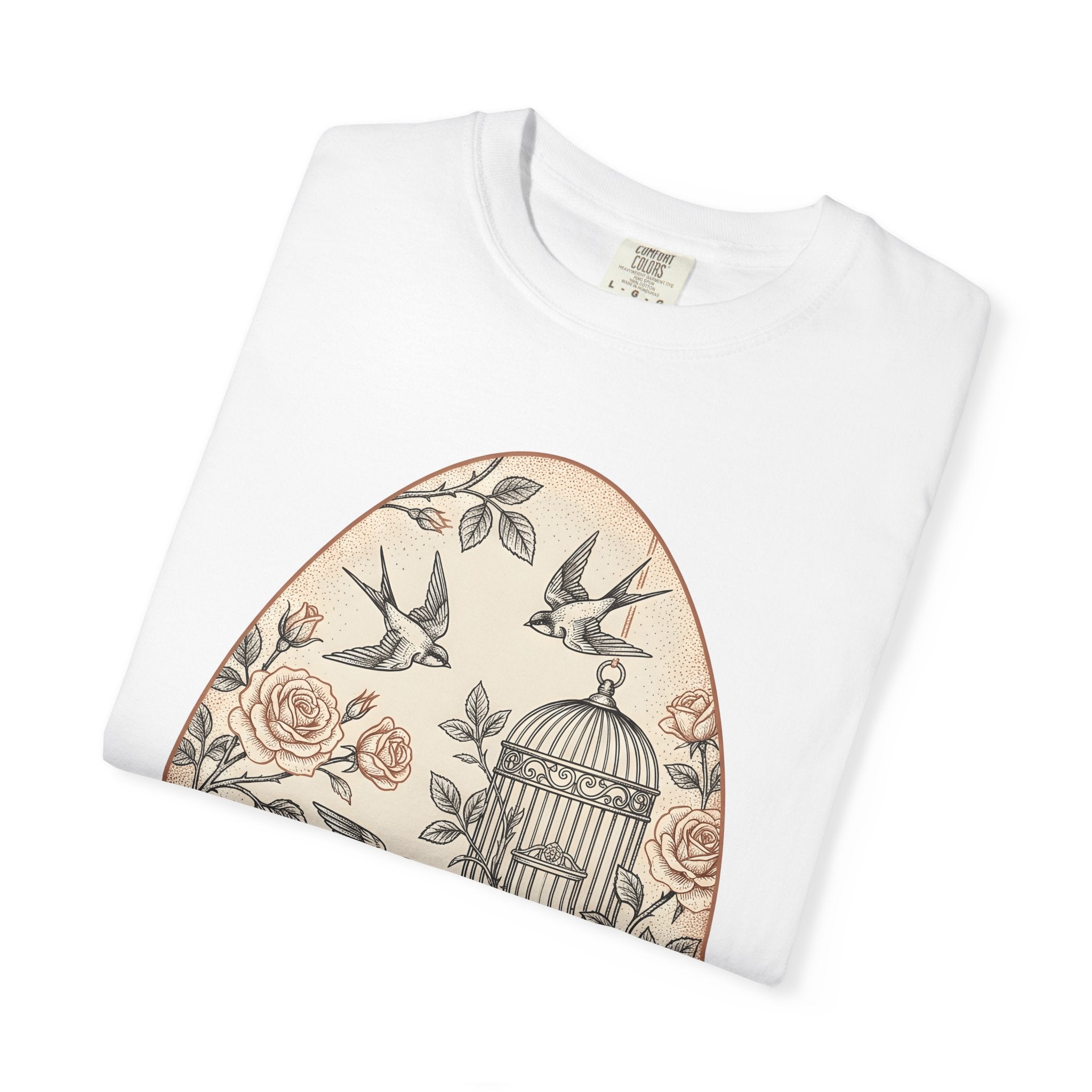 Flower Egg Birds Shirt Easter Wildlife Gift Women Retro Tee Floral T-Shirt Easter Fan Vintage Tshirt Wildlife Graphic Sketch Cage Tshirt