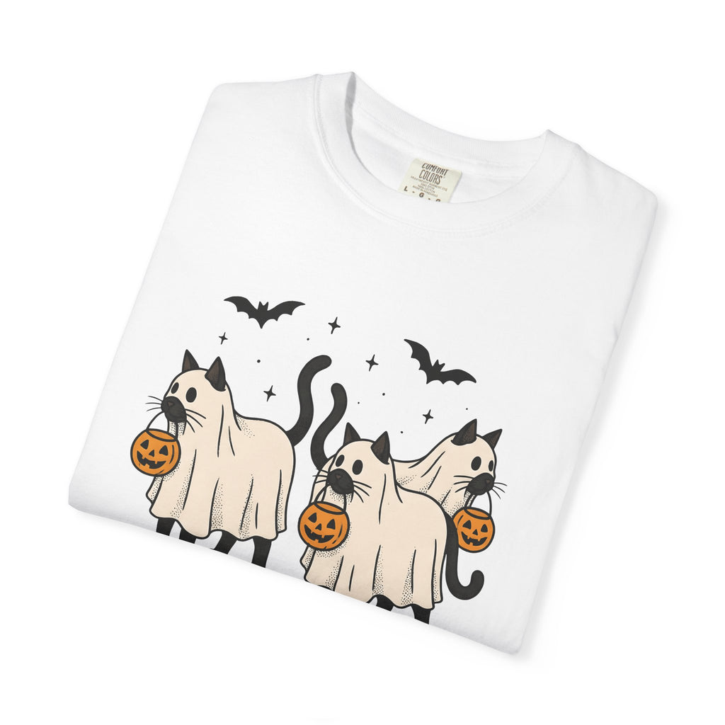 Spooky Cat Shirt Halloween Animal Gift Women Animation Tee Kitty T-Shirt Horror Fan Cartoon Tshirt Creature Graphic Classic Carved Pumpkin