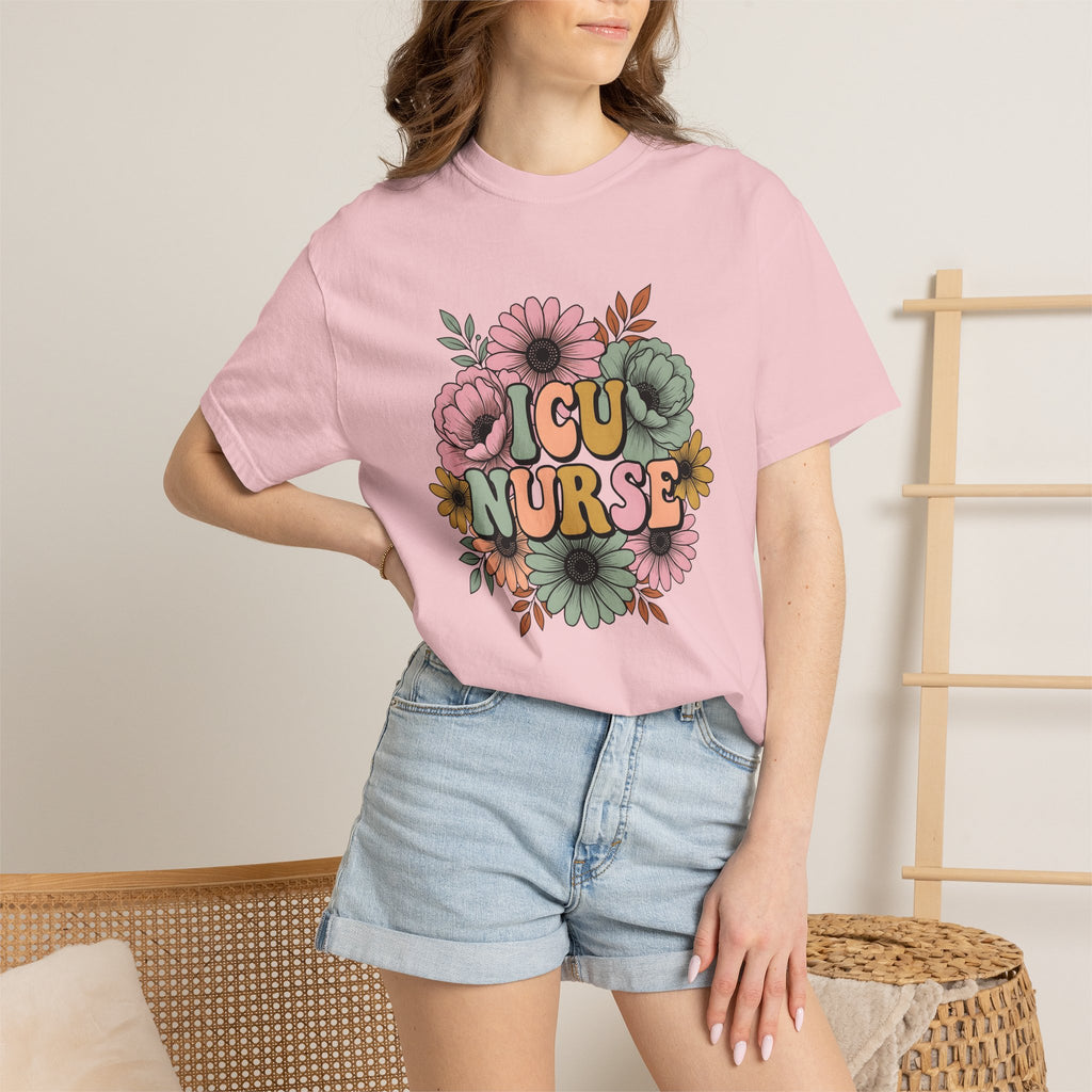 Blossom Bouquet Shirt Nurse Garden Gift Women Folk Tee Flower Arrangement T-Shirt Healthcare Enthusiast Folk Art Tshirt Gardening Graphic