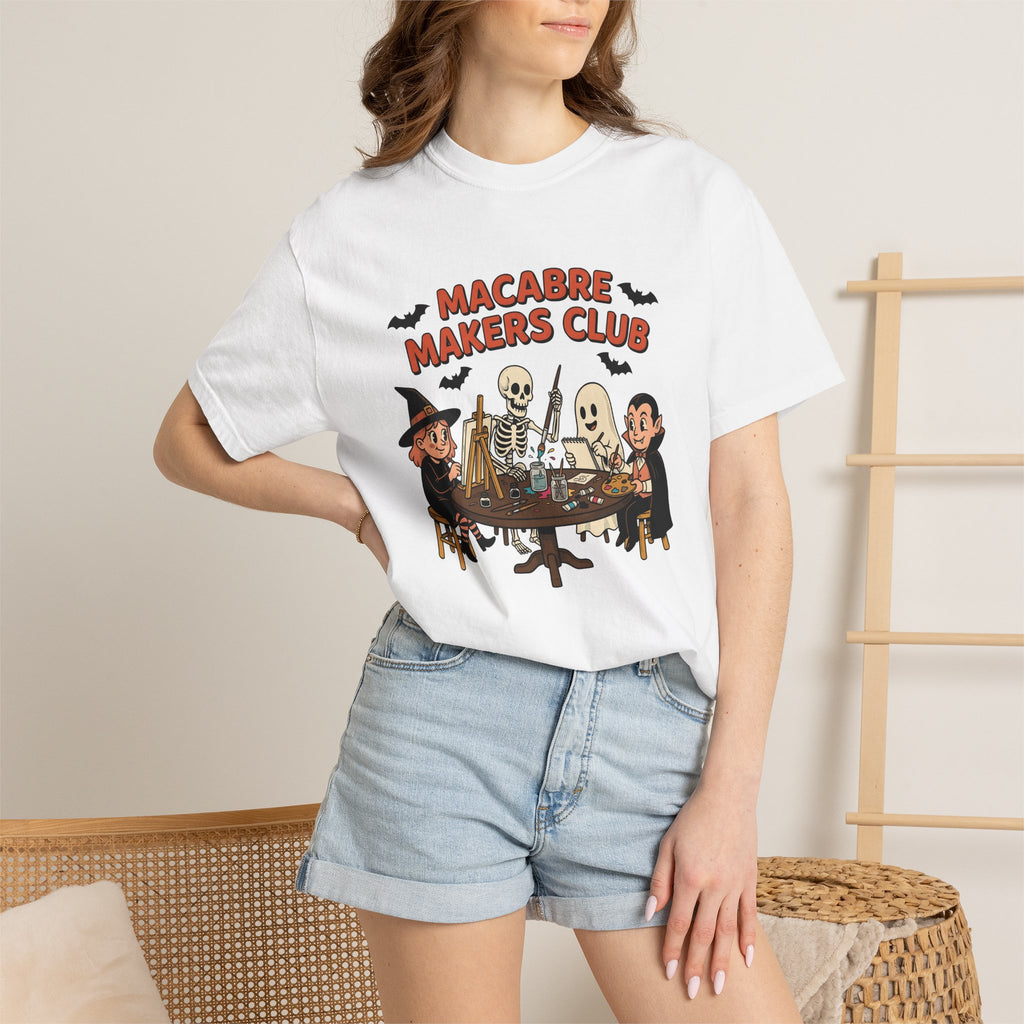 Halloween Figures Shirt Halloween Drawing Gift Women Doodle Tee Spooky T-Shirt Horror Fan Creepy Tshirt Illustration Sketch Graphic Sketch