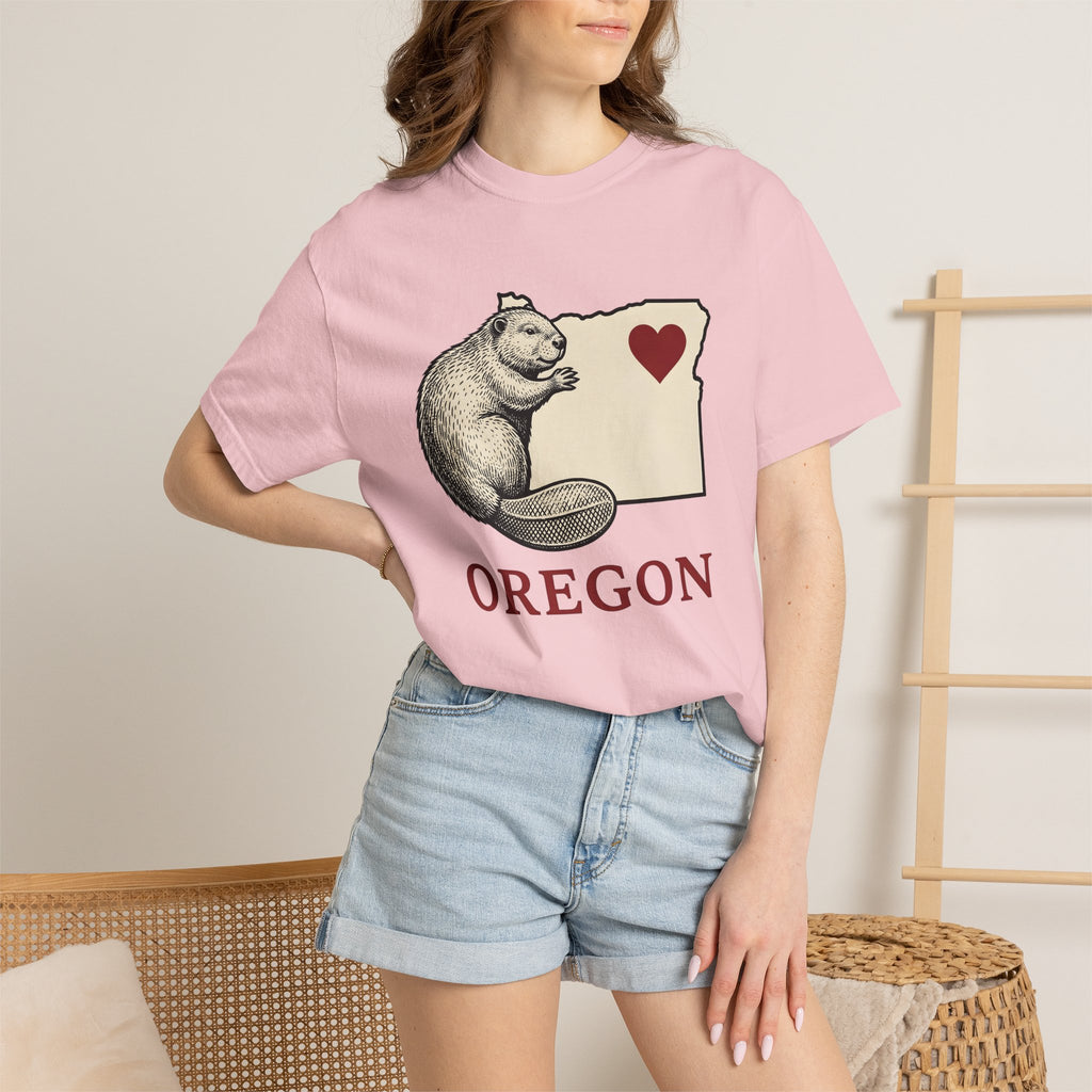 Beaver Illustration Shirt Oregon Wildlife Gift Women Sketch Tee Beaver T-Shirt Pacific Northwest Fan Dam Graphic Retro Love Symbol Tshirt
