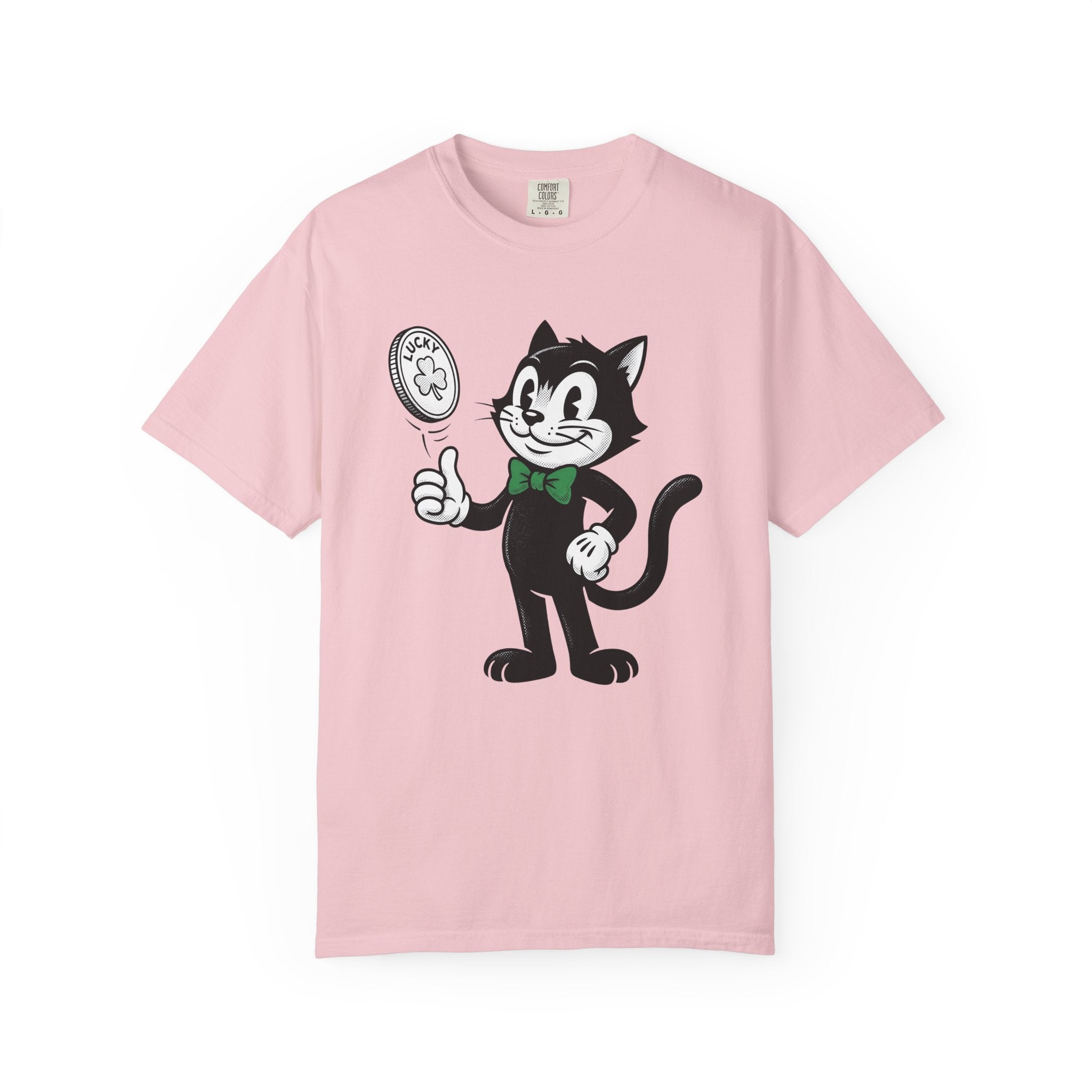 Black Cat Shirt St Patrick's Day Luck Gift Women Cartoon Tee Cat T-Shirt Lucky Fan Toon Tshirt Fortune Graphic Vintage Coin Tshirt