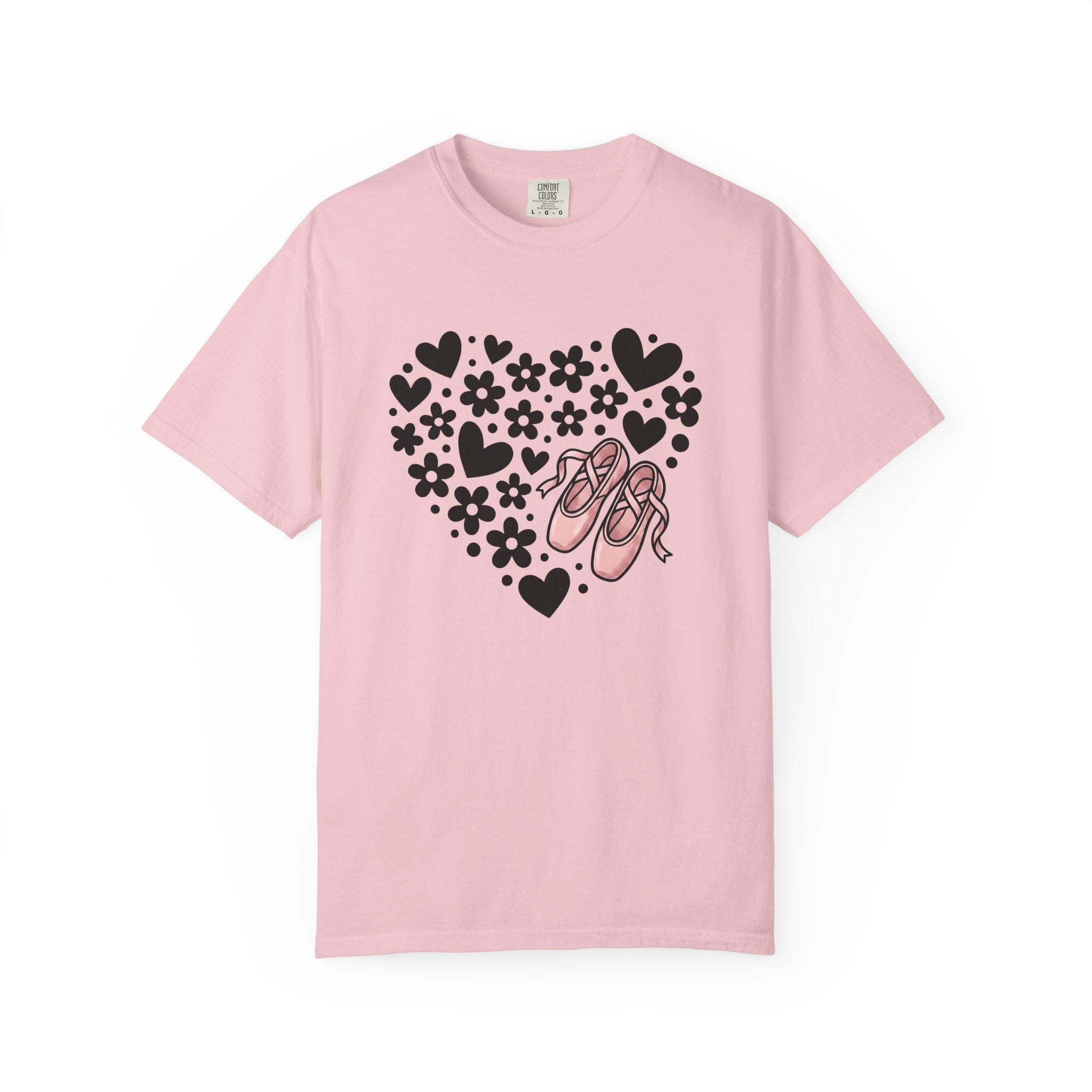 Ballet Shoes Shirt Moms Dance Gift Women Cute Tee Pointe Shoes T-Shirt Mother Enthusiast Adorable Tshirt Dancing Graphic Hand Drawn Heart