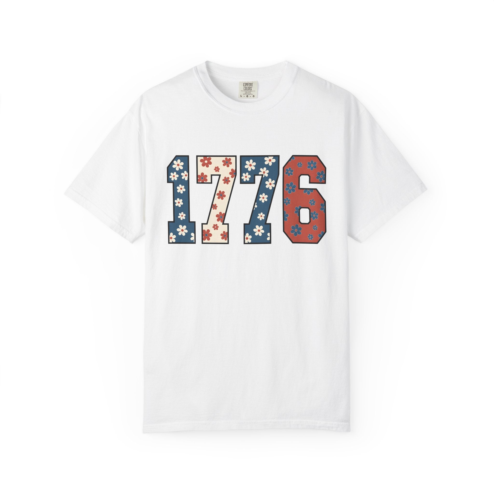 Flag Numbers Shirt America Beachwear Gift Women Botanical Tee Number Flags T-Shirt Patriot Fan Floral Tshirt Coastal Graphic Vintage