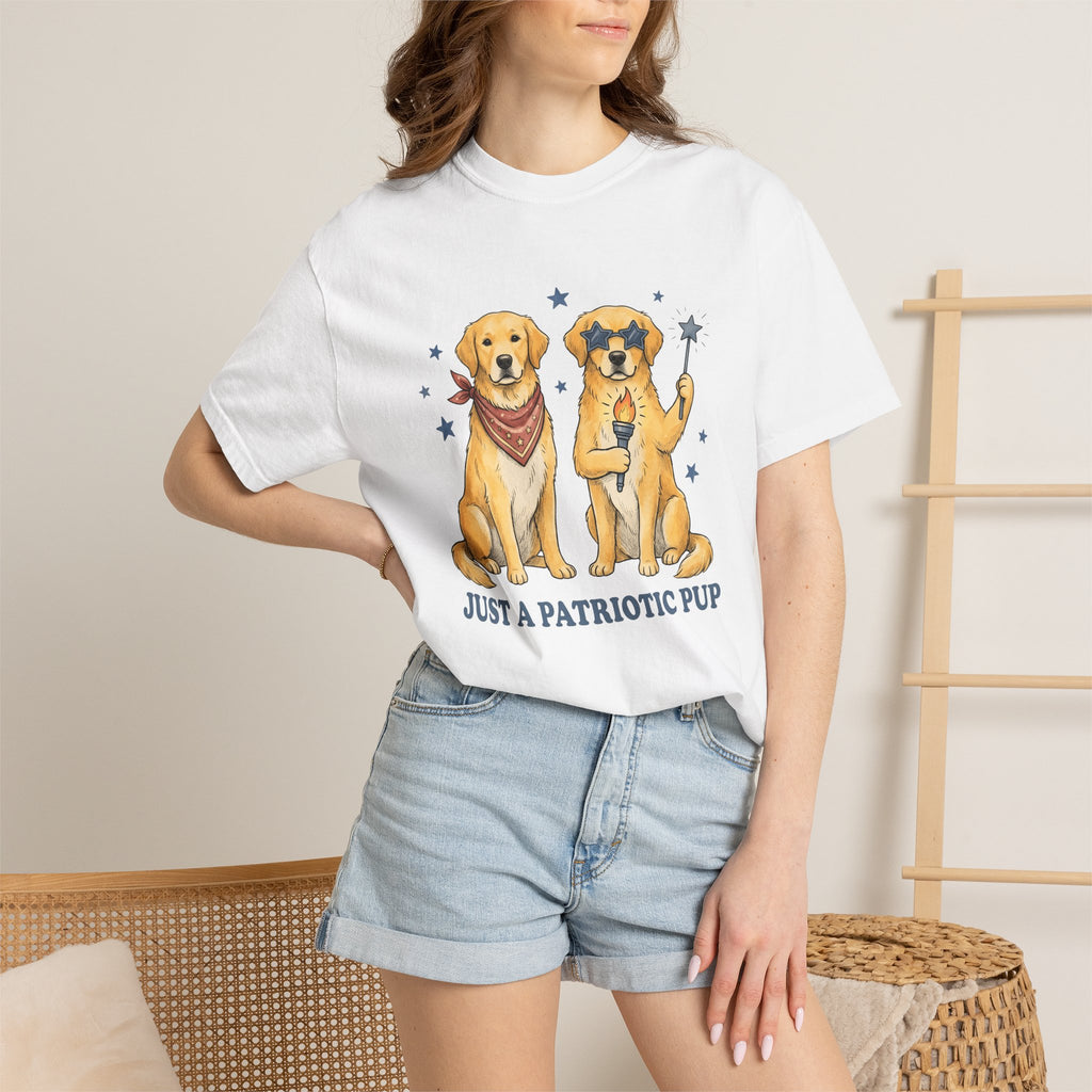 Retriever Dogs Shirt 4th Of July Animals Gift Women Animated Tee Retriever T-Shirt Patriot Fan Cartoon Tshirt Creature Graphic Doodle Star