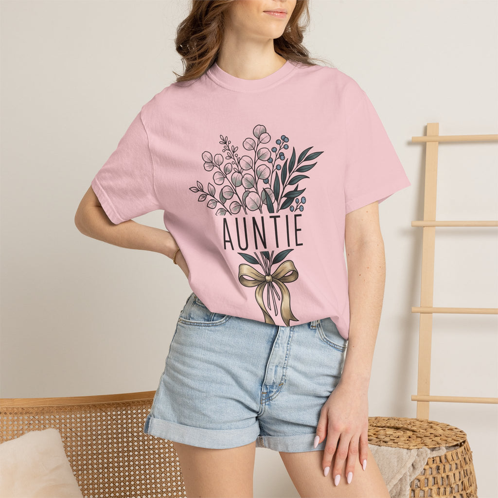 Flower Bunch Shirt Aunt Relatives Gift Women Rustic Tee Bouquet T-Shirt Auntie Fan Vintage Tshirt Family Graphic Sketch Ribbon Tshirt