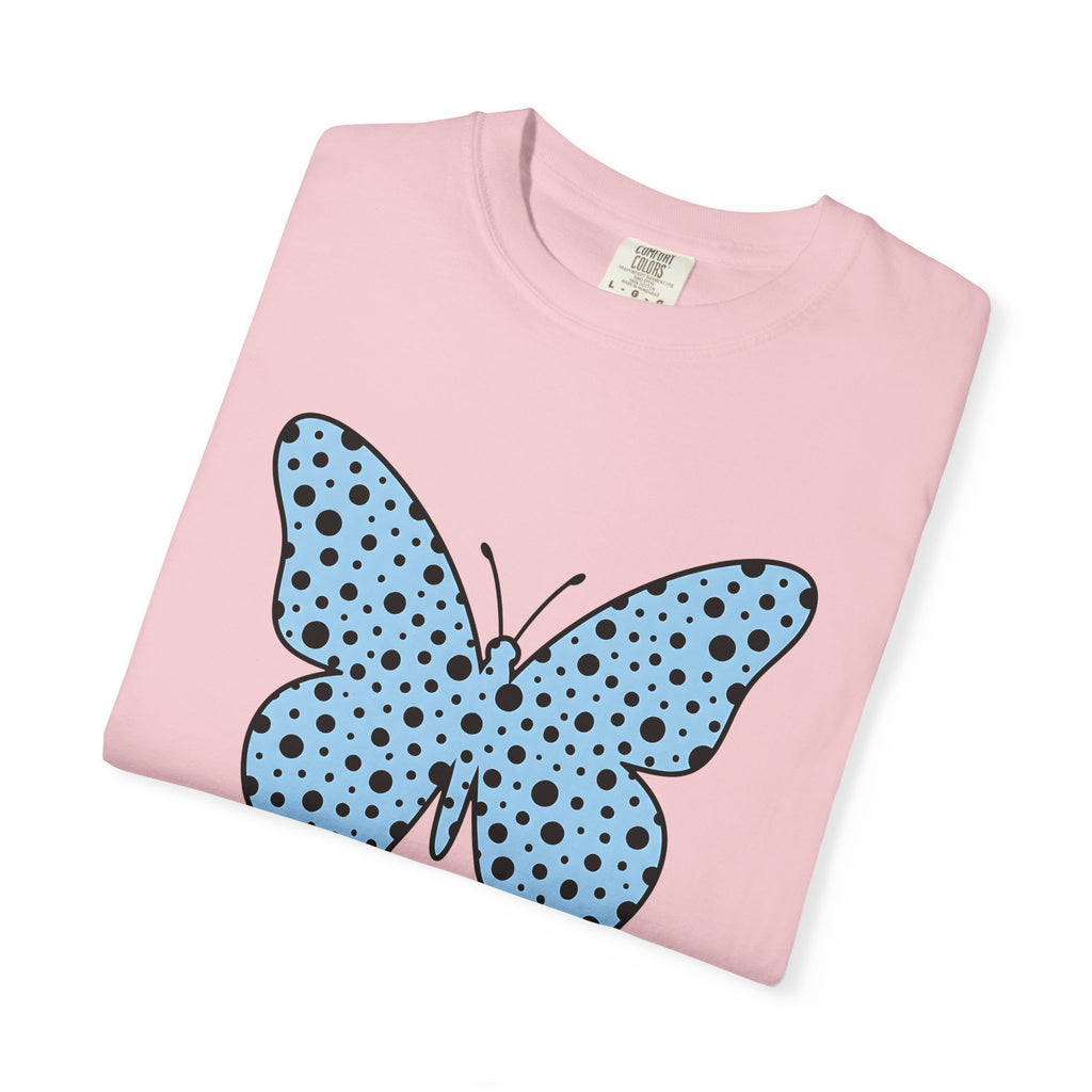Butterfly Shirt Easter Flowers Gift Women Simple Tee Butterfly T-Shirt Easter Fan Minimalist Tshirt Floral Graphic Contemporary Dots Tshirt