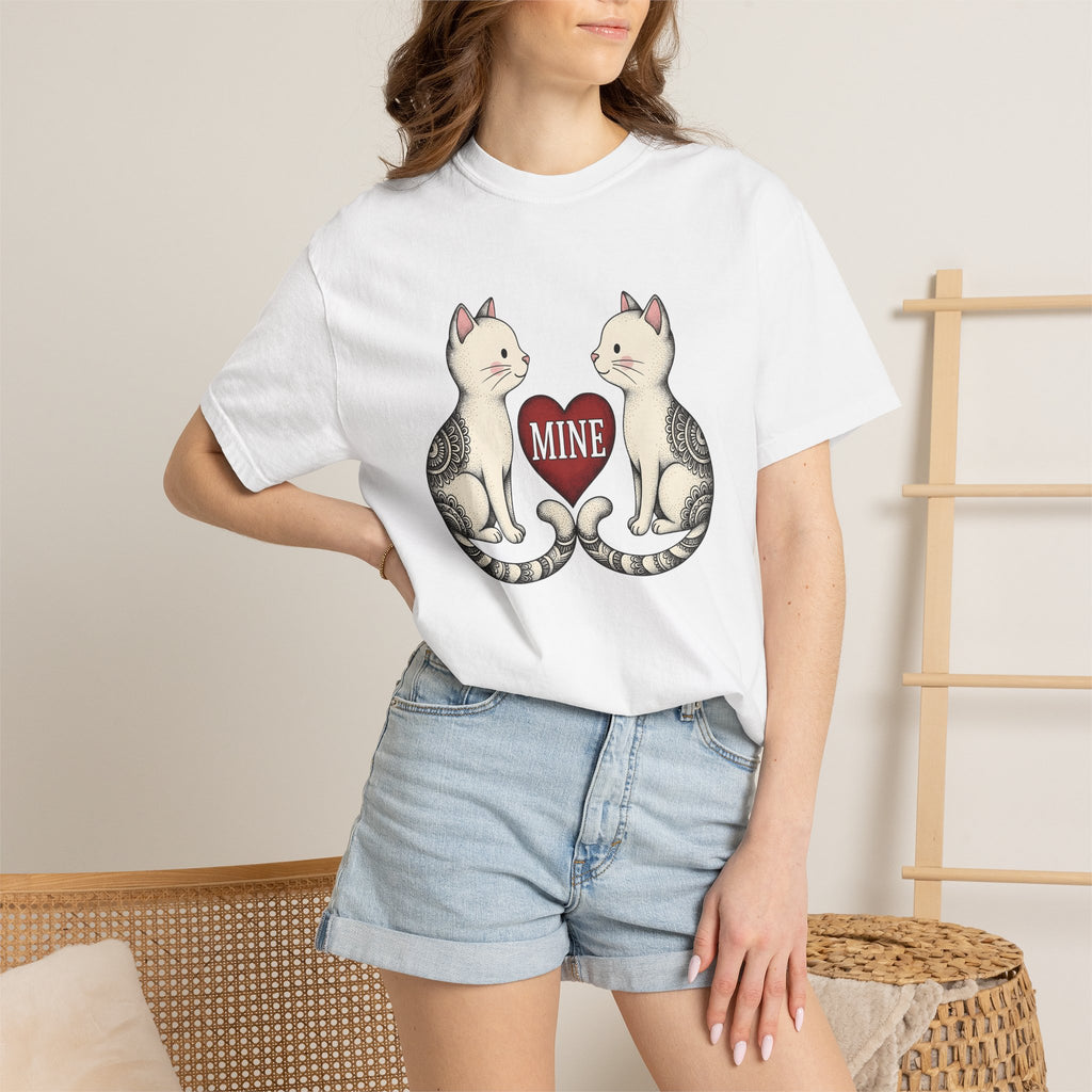 Kitty Couple Shirt Animals Passion Gift Women Neo-Traditional Tee Cat Couple T-Shirt Pet Fan Vintage Tshirt Romance Graphic Hippie Love Icon
