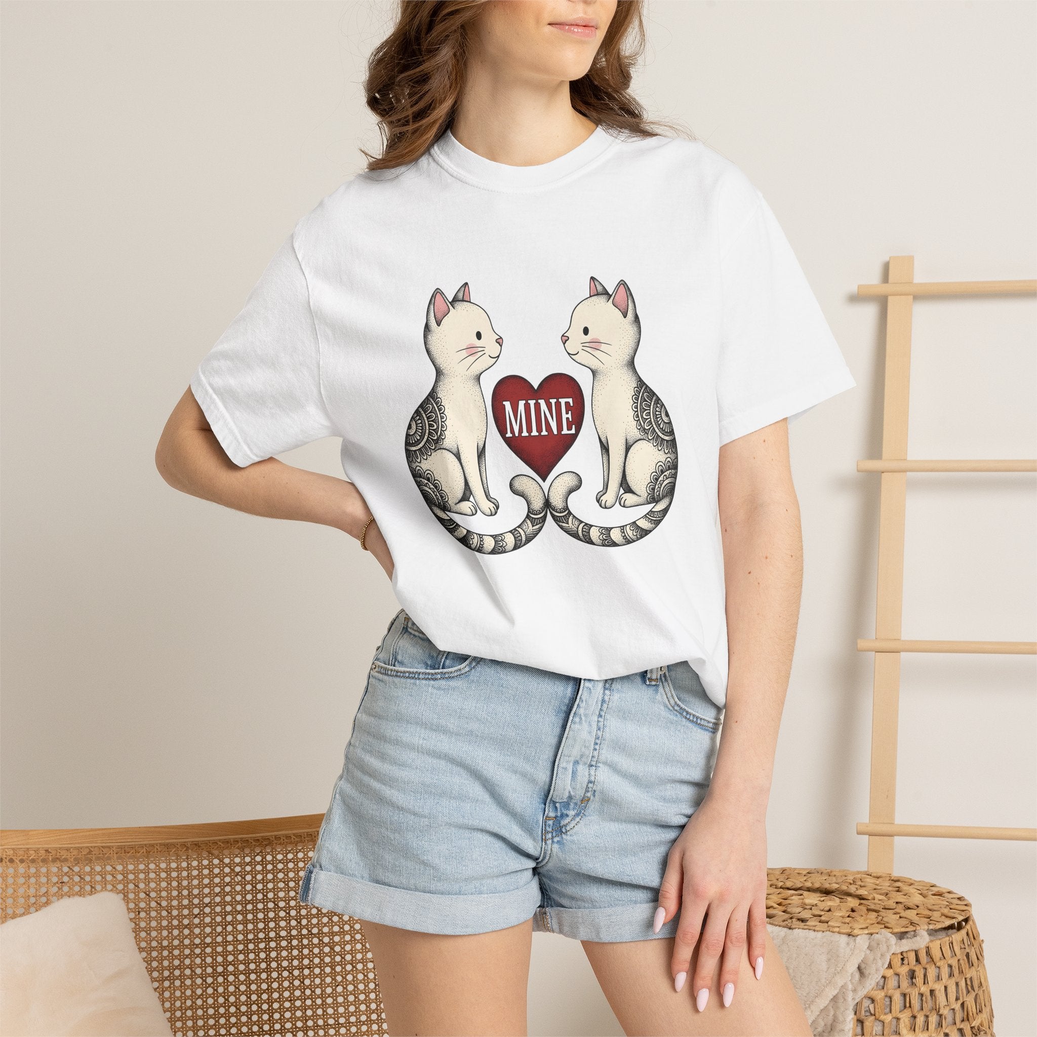 Kitty Couple Shirt Animals Passion Gift Women Neo-Traditional Tee Cat Couple T-Shirt Pet Fan Vintage Tshirt Romance Graphic Hippie Love Icon