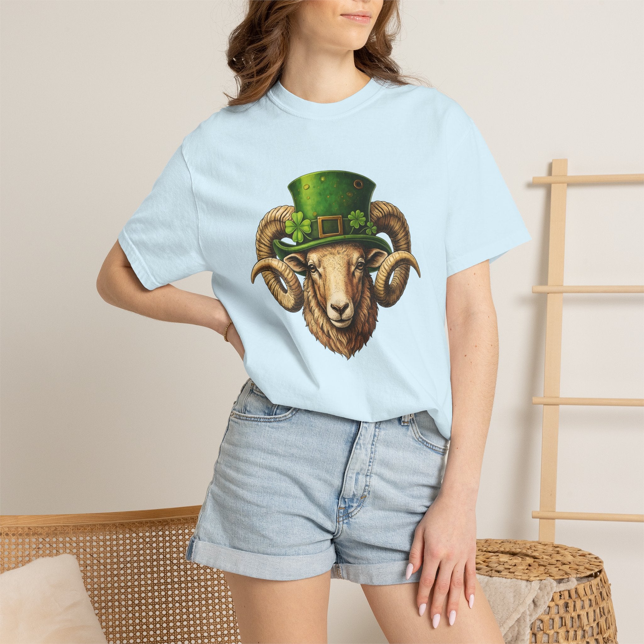 Ram Leprechaun Hat Shirt St Patrick's Day Creatures Gift Women Old School Tee Leprechaun Hat T-Shirt St Patricks Fan Vintage Tshirt Monster