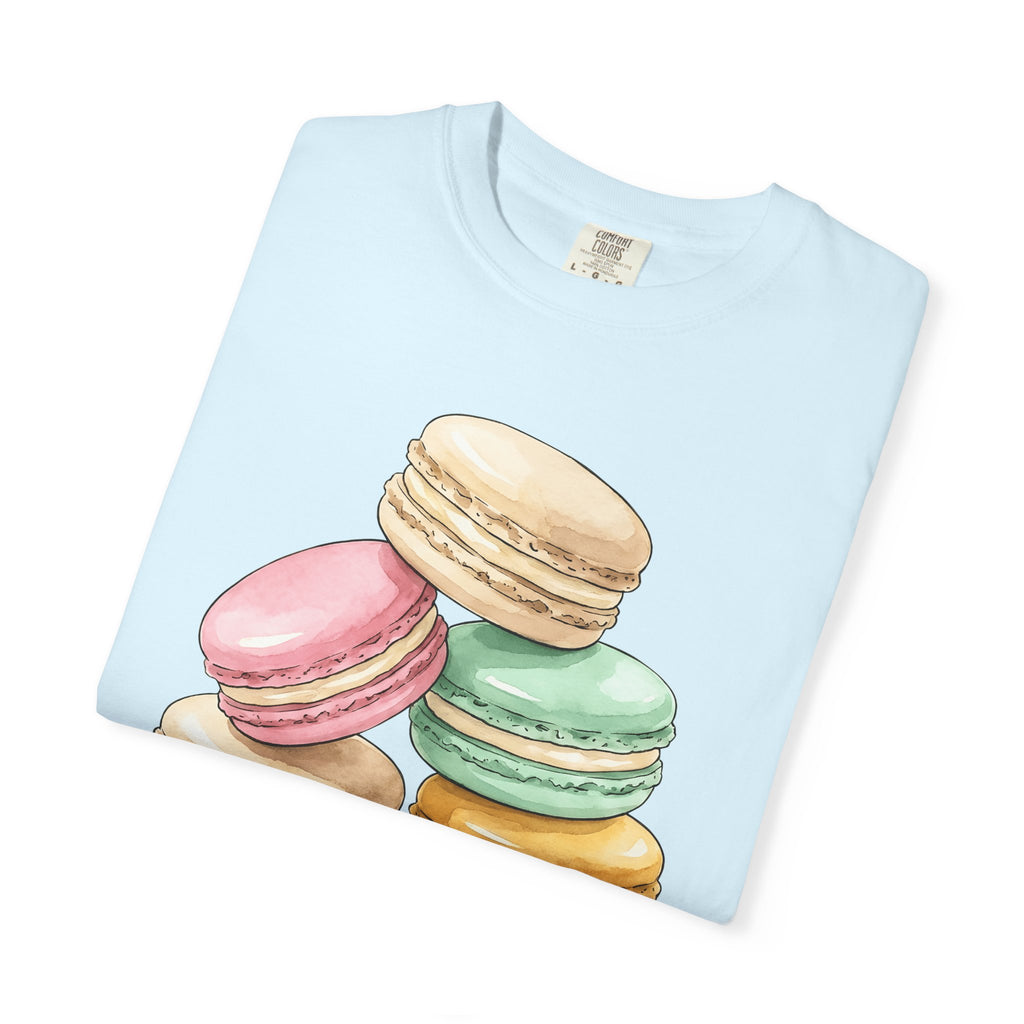 Macaron Stack Shirt Desserts Confections Gift Women Hand Painted Tee Macarons T-Shirt Pastry Fan Watercolor Tshirt Sweet Treats Graphic