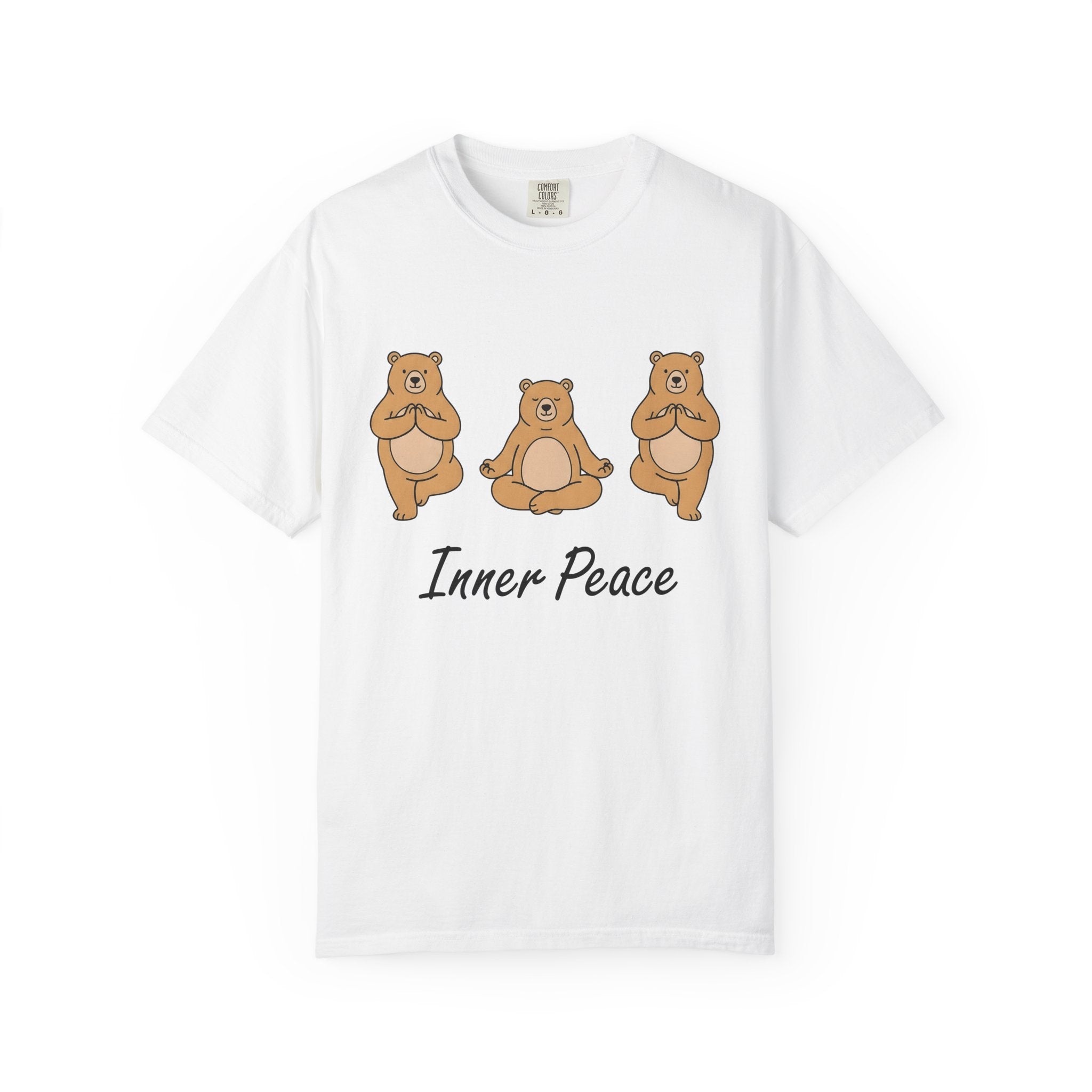 Meditation Bear Shirt Yoga Wildlife Gift Women Kawaii Tee Bear T-Shirt Yoga Enthusiast Cute Tshirt Animal Graphic Simple Zen Pose Tshirt