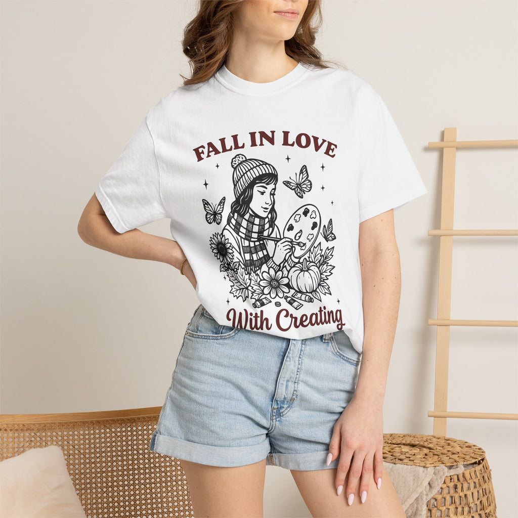 Artist Girl Shirt Art Autumn Gift Women Hand Drawn Tee Illustrator T-Shirt Artistic Art Enthusiast Drawing Design Fall Graphic Vintage