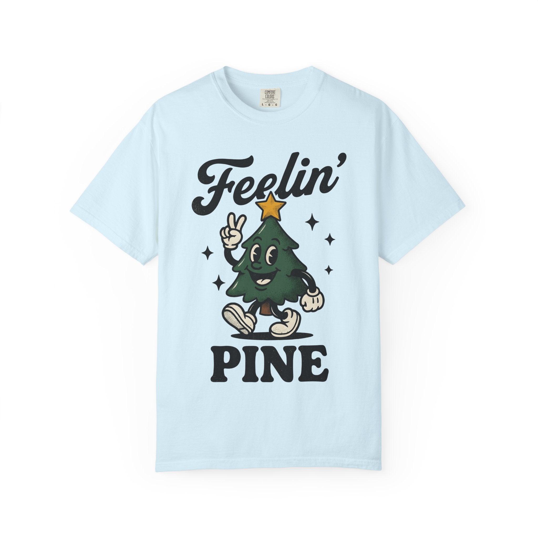 Cartoon Christmas Tree Shirt Christmas Humor Gift Women Vintage Tee Xmas Tree T-Shirt Holiday Fan Retro Illustration Tshirt Retro Stars