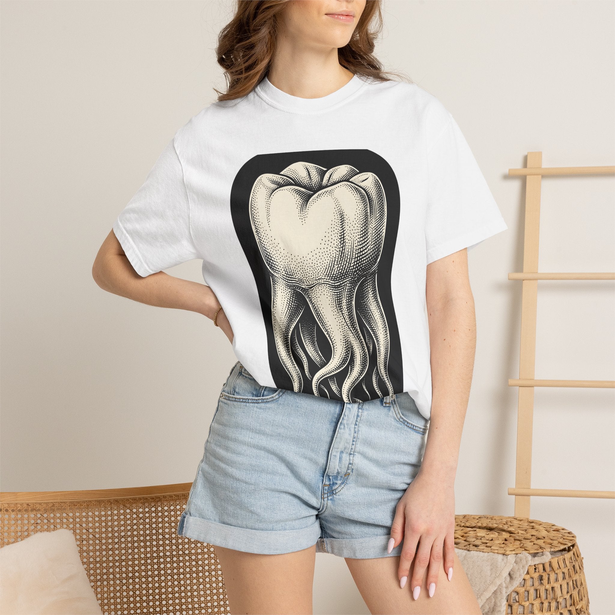 Tooth Octopus Shirt Dental Alternative Gift Women Line Art Tee Octopus T-Shirt Dentist Enthusiast Linework Tshirt Alternative Graphic
