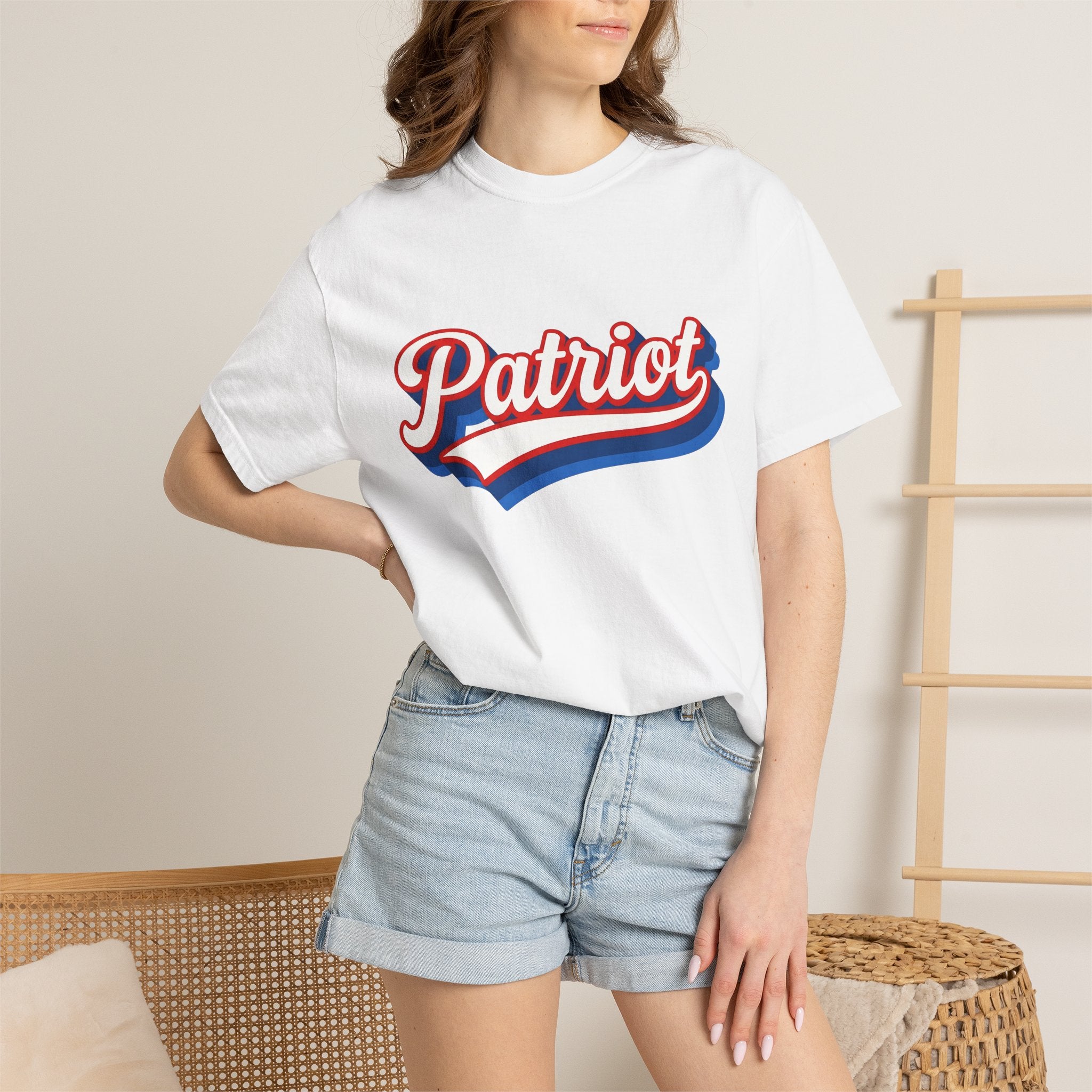 Patriotic Font Shirt America Event Gift Women Heavy Tee Typography T-Shirt American Fan Vintage Tshirt Festival Graphic Rustic Old School