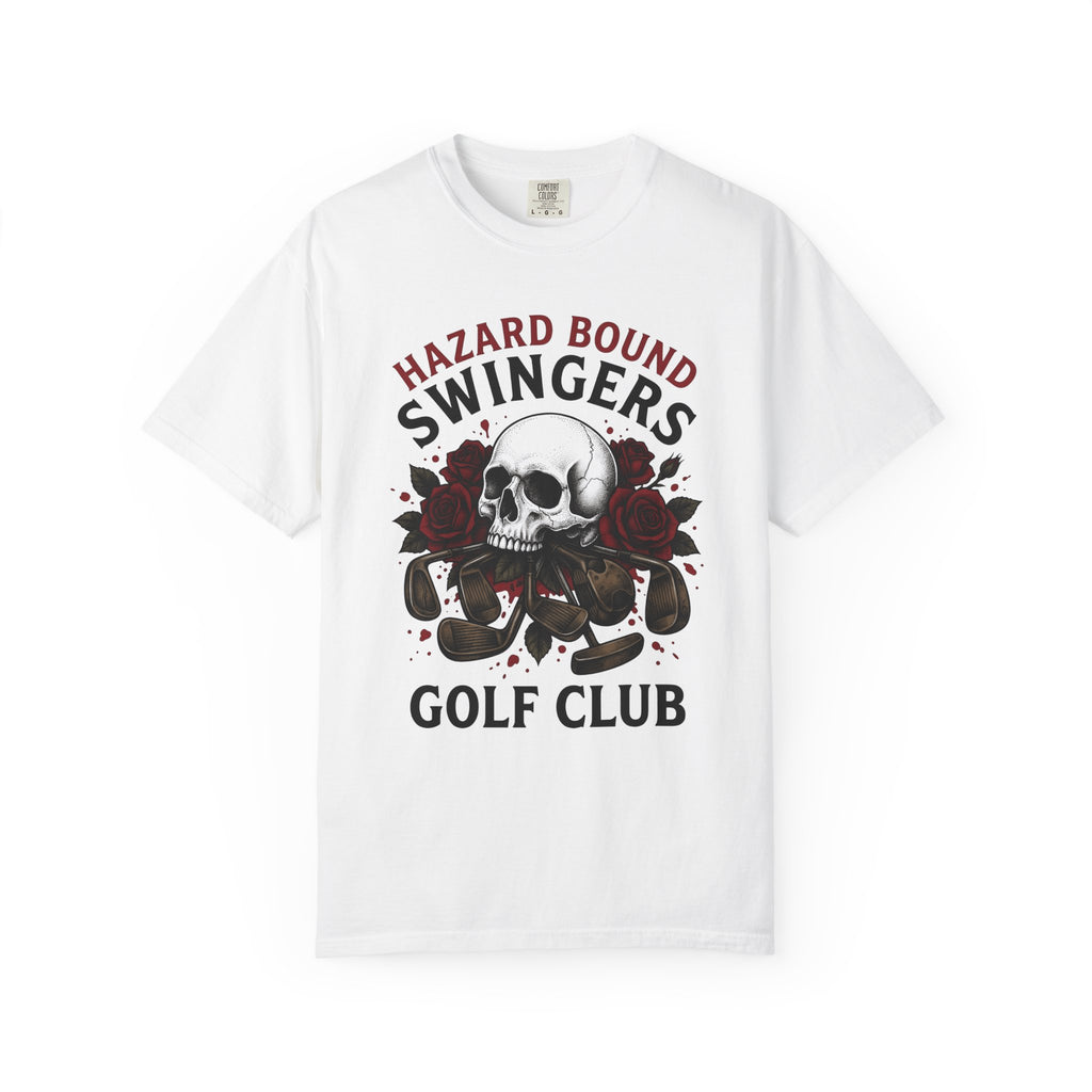 Skull Rose Golf Clubs Shirt Golf Fun Gift Women Illustrative Tee Golf Clubs T-Shirt Golfer Enthusiast Graphic Design Funny Graphic Old