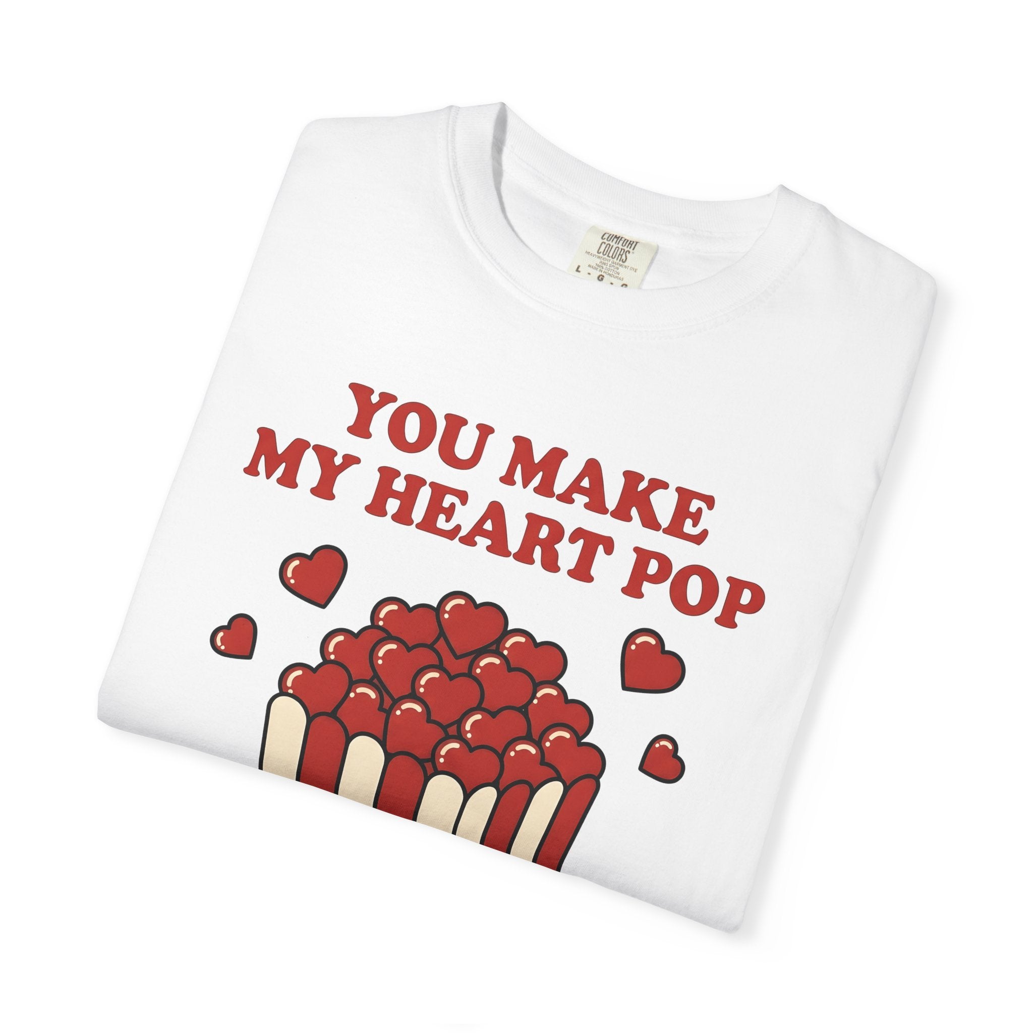 Heart Popcorn Shirt St. Valentine's Day Couples Gift Women Cartoon Tee Popcorn T-Shirt Valentine Fan Comic Tshirt Partner Graphic Retro