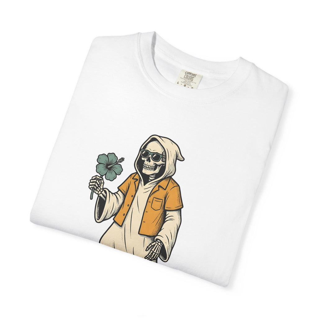 Skeleton Surfer Shirt Surfing Halloween Gift Women Tattoo Tee Skeleton T-Shirt Surfer Fan Ink Tshirt Spooky Graphic Vintage Hibiscus Tshirt