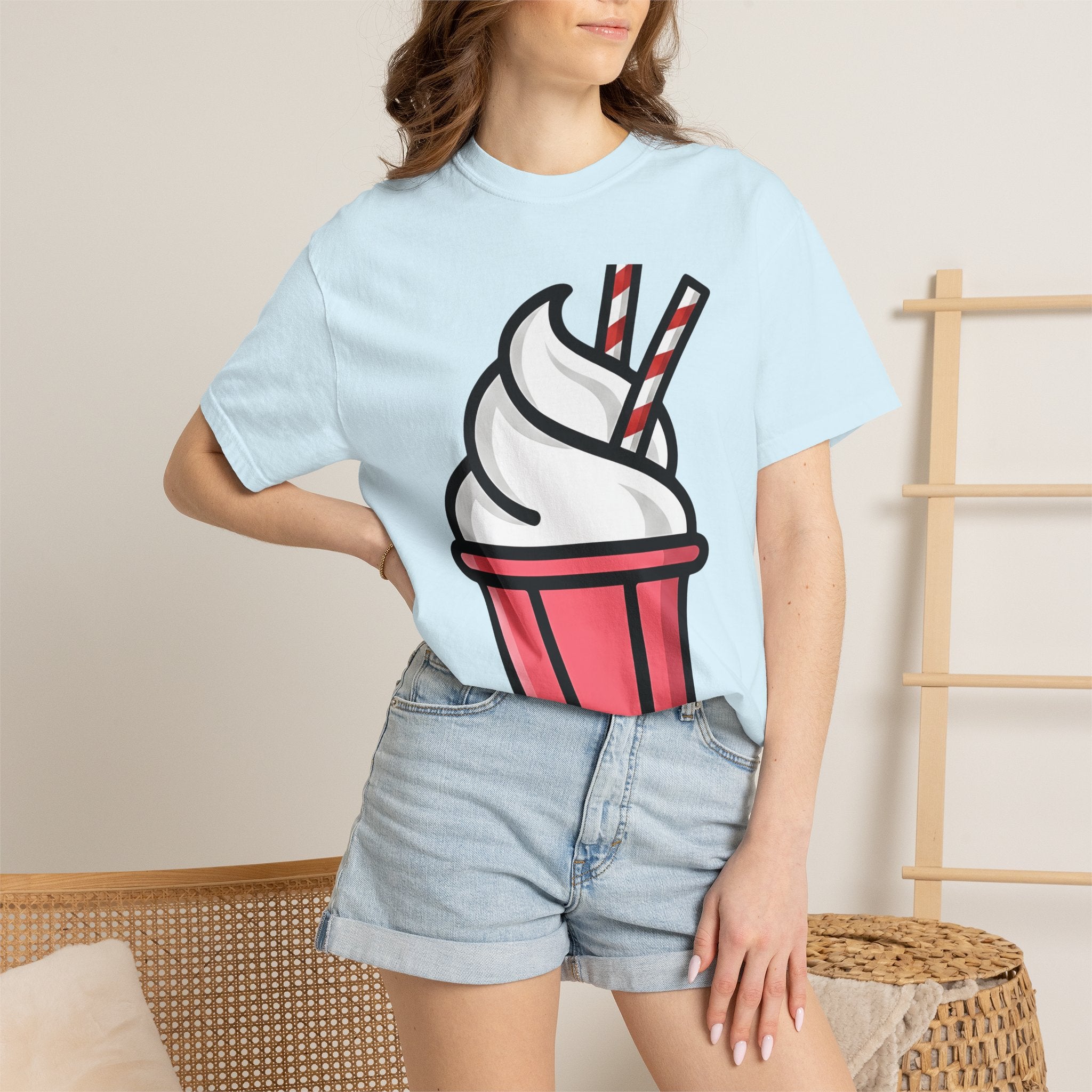 Frozen Dessert Shirt Desserts Gourmet Gift Women Line Art Tee Ice Cream T-Shirt Dessert Fan Illustration Tshirt Gourmet Graphic Modern