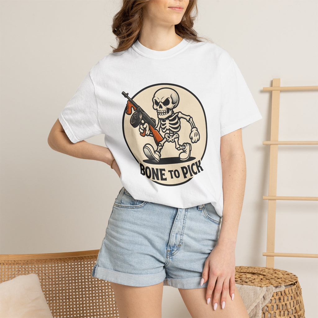 Skull Mobster Shirt Halloween Bones Gift Women Comic Tee Gangster T-Shirt Horror Fan Cartoon Tshirt Skeleton Graphic Vintage Machine Gun