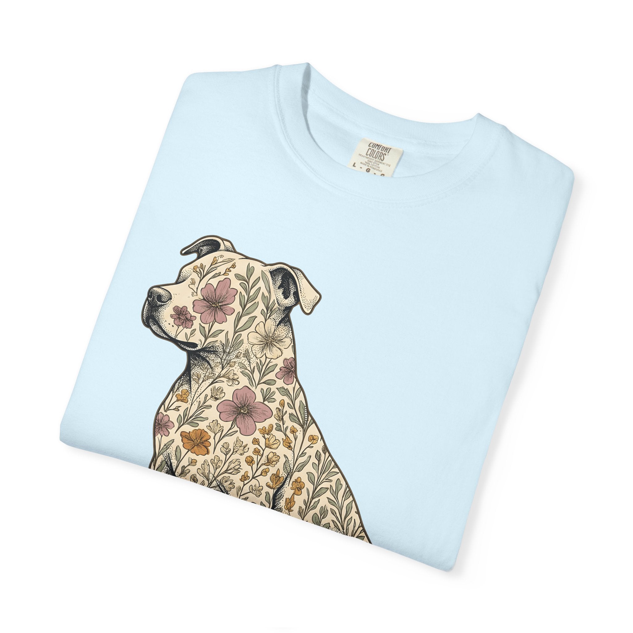 Blossom Dog Shirt Dog Wildlife Gift Women Tribal Tee Puppy T-Shirt Dog Fan Canine Graphic Tshirt Classic Garden Flowers Tshirt