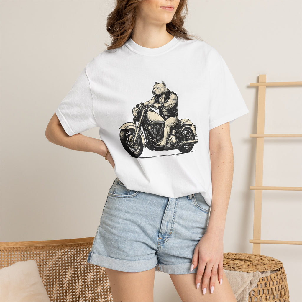 Biker Pup Shirt Dog Biker Gang Gift Women Old School Tee Puppy T-Shirt Dog Fan Retro Tshirt Motorcycle Graphic Classic Chopper Tshirt